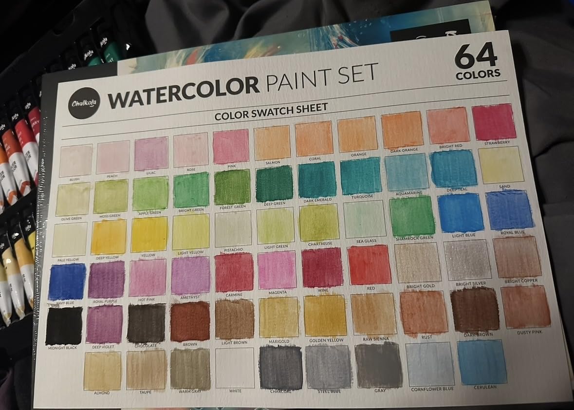 Chalkola 64 Water Color Paint Set for Adults, Kids & Professional Artists | 64 Watercolor Paint Tubes (12ml, 0.4oz), 10 Painting Brushes, 1 Palette & 20 WaterColor Pad - Vibrant Art Painting Supplies customer photo 1