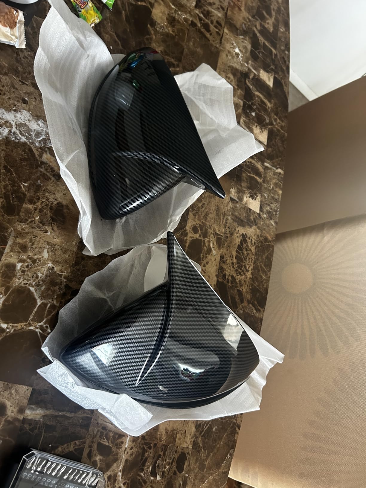 Pair Door Side Mirror Cover Cap, Car Rearview Trim Accessories for Mercedes Benz C E S GLB GLC Class W205 W213 W238 W463 W222 W253 X205 X253 Coupe C217 C253 (Carbon Fiber color) customer photo 1