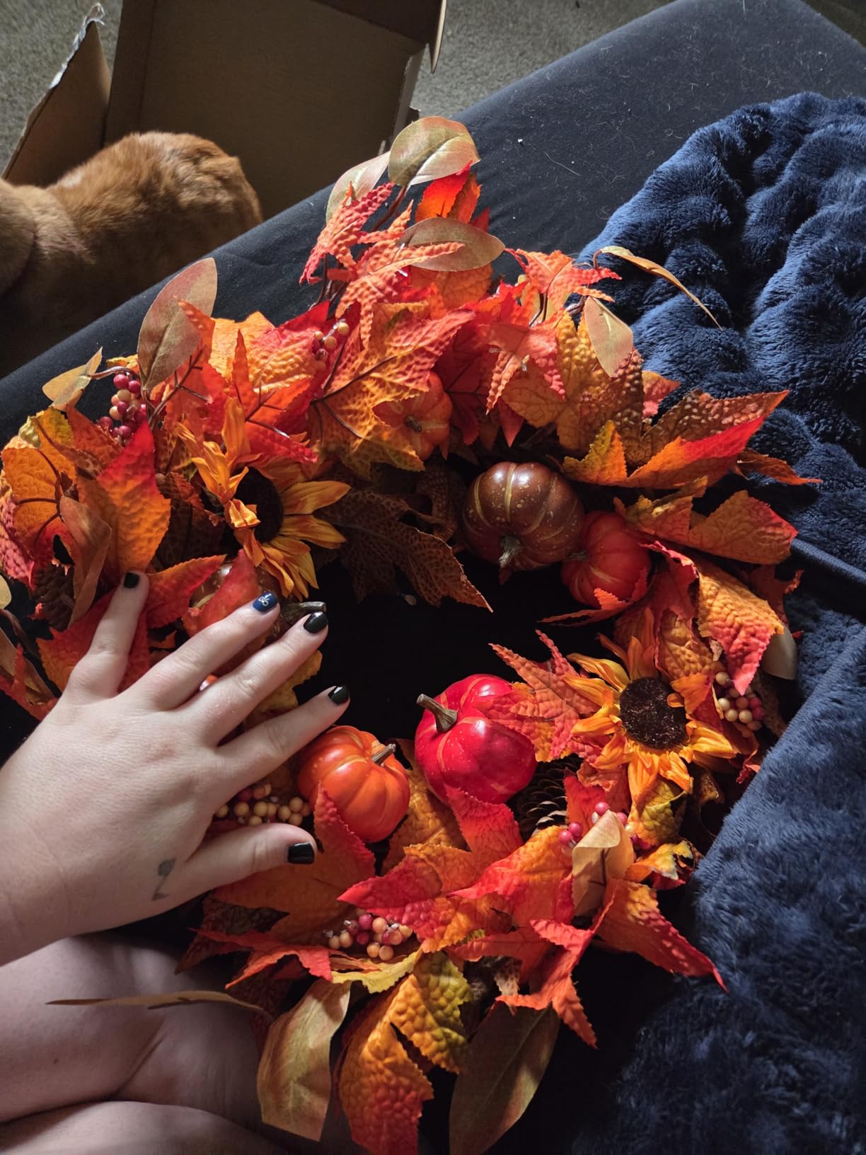 Fall Decorations for Home, Fall Autumn Thanksgiving Wreaths for Front Door | 22 Inch Fall Harvest Wreath for Front Door Outside, Autumn Pumpkin Sunflower Wreaths for Indoor Outdoor Home Porch Fall Decor customer photo 2