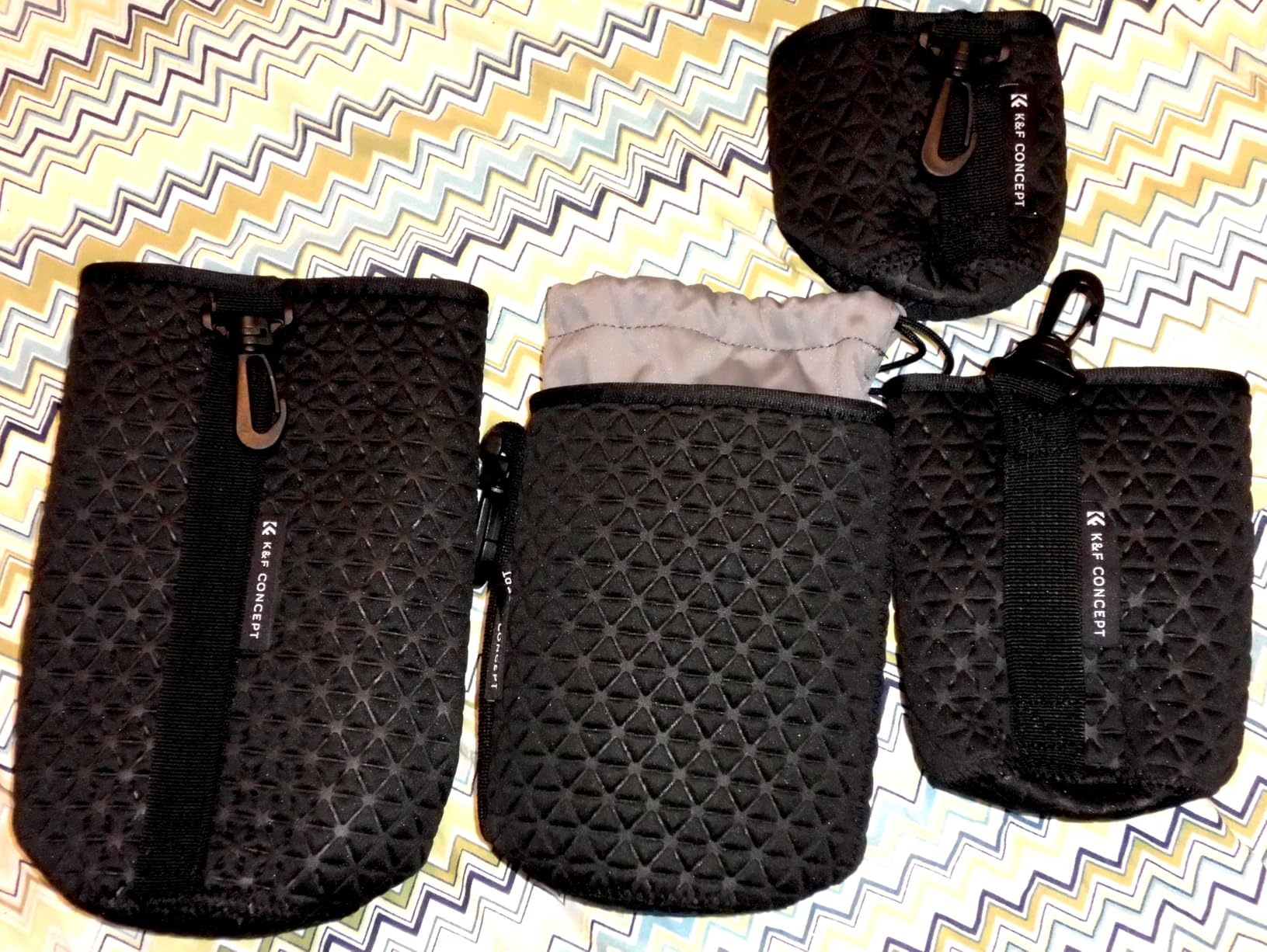 K&F CONCEPT 4 Pack Camera Lens Pouch Set, Drawstring Lens Protective Bag, Camera Lens Case for DSLR SLR Lens customer photo 1