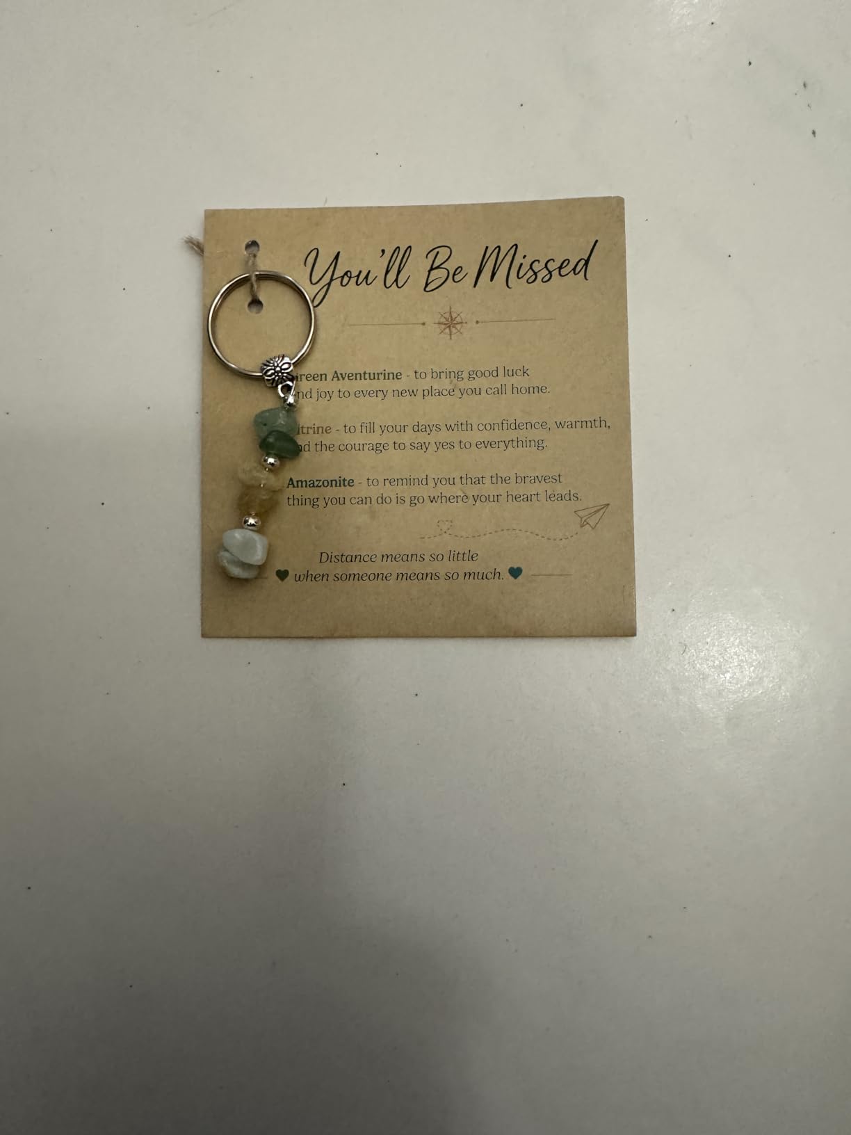 Retirement Gift For Woman, Keychain For Friend, Coworker, Teacher, Nurse | Made With 3 Types Of Genuine Stone Beads And Stainless Steel Ring, Lightweight 2.43 Inch Keychain, Includes Sentimental Card customer photo 1