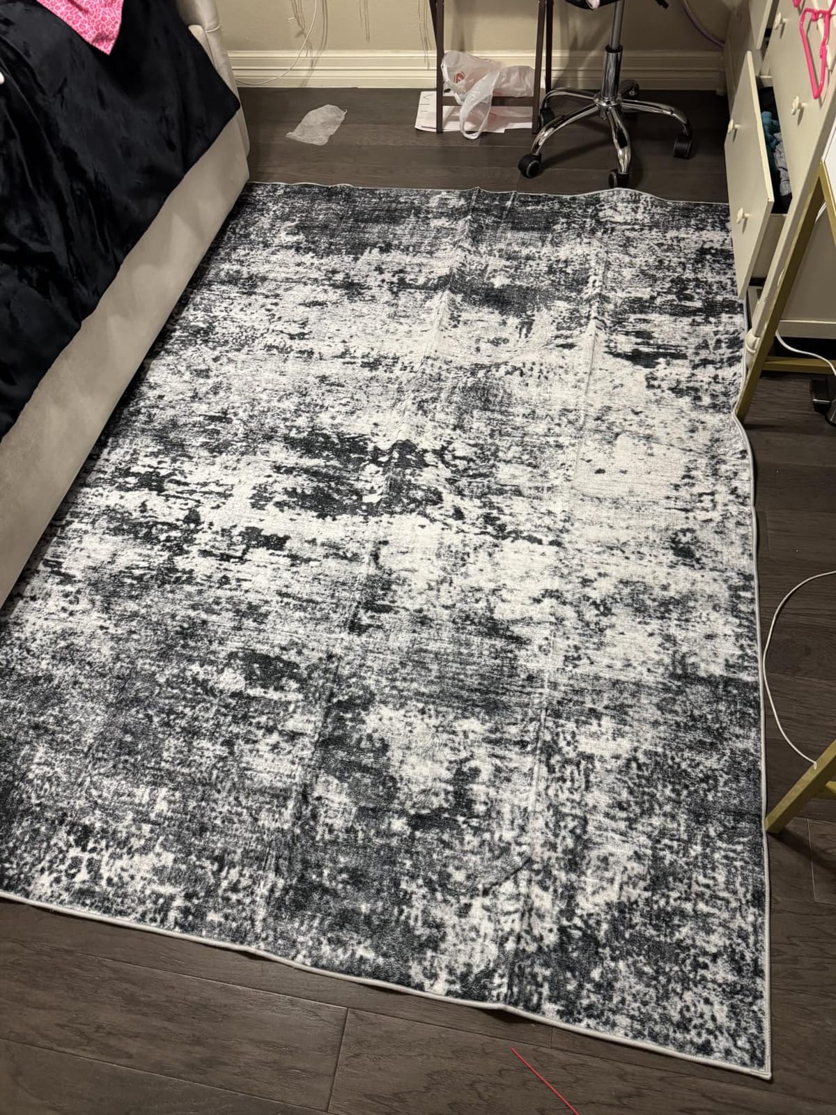 5x7 Area Rug Living Room: Modern Washable Indoor Carpet Black customer photo 2