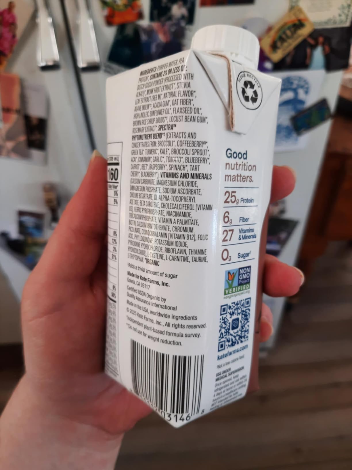 KATE FARMS Organic High Protein Chocolate Shake, 25g Protein, 12 Pack | High-protein organic shake with 25g protein, 6g fiber, 27 vitamins & minerals, 0g sugar customer photo 2