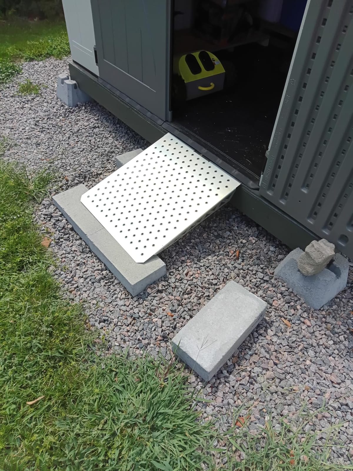 Heavy-Duty Shed Loading Ramps Kit, 29 x 48 Inch, 2-Pack | Anti-Slip Punch Plate for Riding Mowers Lawn Tractors Snow Blowers Garden Carts, Shed Garage Shipping Container Access Ramp customer photo 1