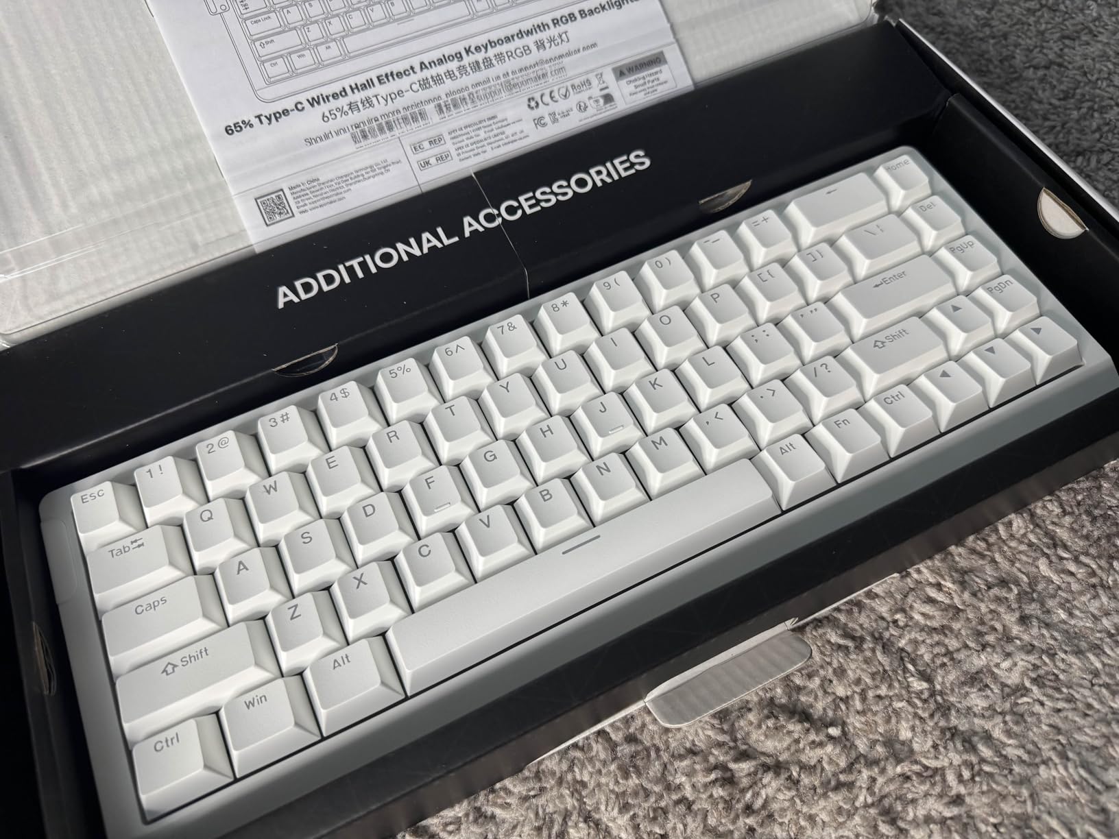EPOMAKER HE68 Lite Hall Effect Gaming Keyboard, 8k Polling & 128K Scan Rate | 0.005mm Adjustable Trigger, 0.125ms Latency, 5-Layer Sound-Dampened, Snap Key, SOCD, A-RGB, Wired, Mac Software (White) customer photo 1