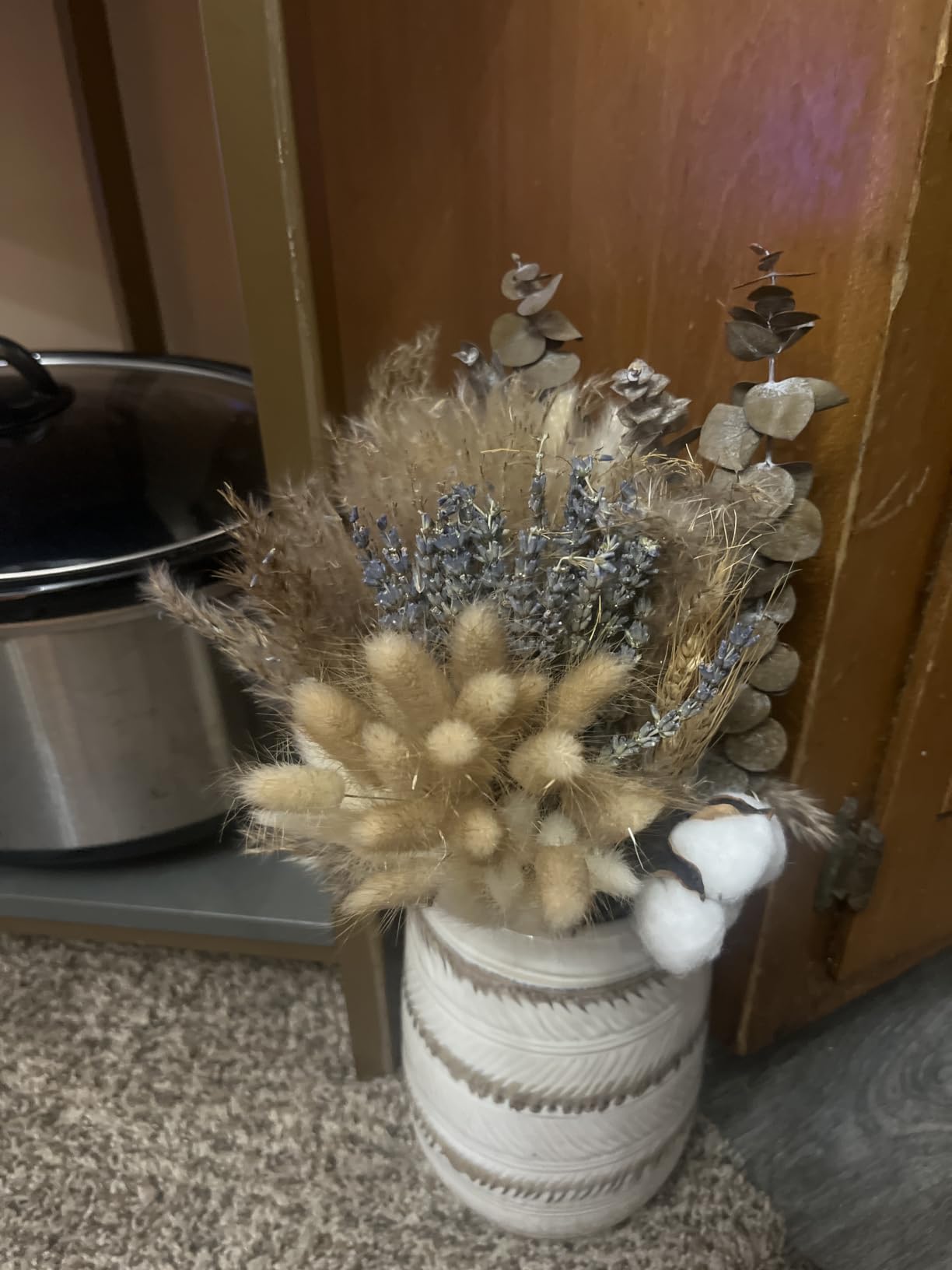 Fall Dried Flower Bouquet - Boho Fall Decor with Pampas Grass, Cotton, and Orange Bunny Tails - Autumn Floral Arrangement for Home, Mantel, or Vase - Fall Decorations for Home Indoor & Porch customer photo 2
