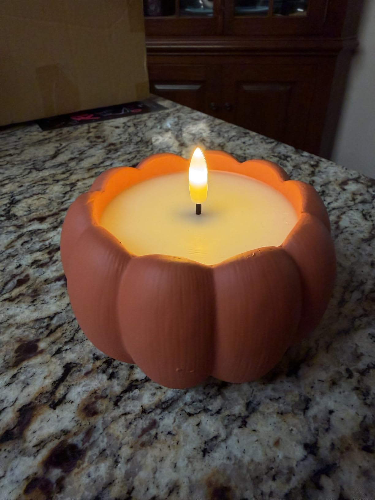 Fall Decor, Fall Decorations for Home Large Flameless Pumpkin Candle Orange | Autumn Decor for Thanksgiving, Halloween, Farmhouse, Table, Room, Kitchen, Wax, Remote, Timer, Battery Operated, 5.1