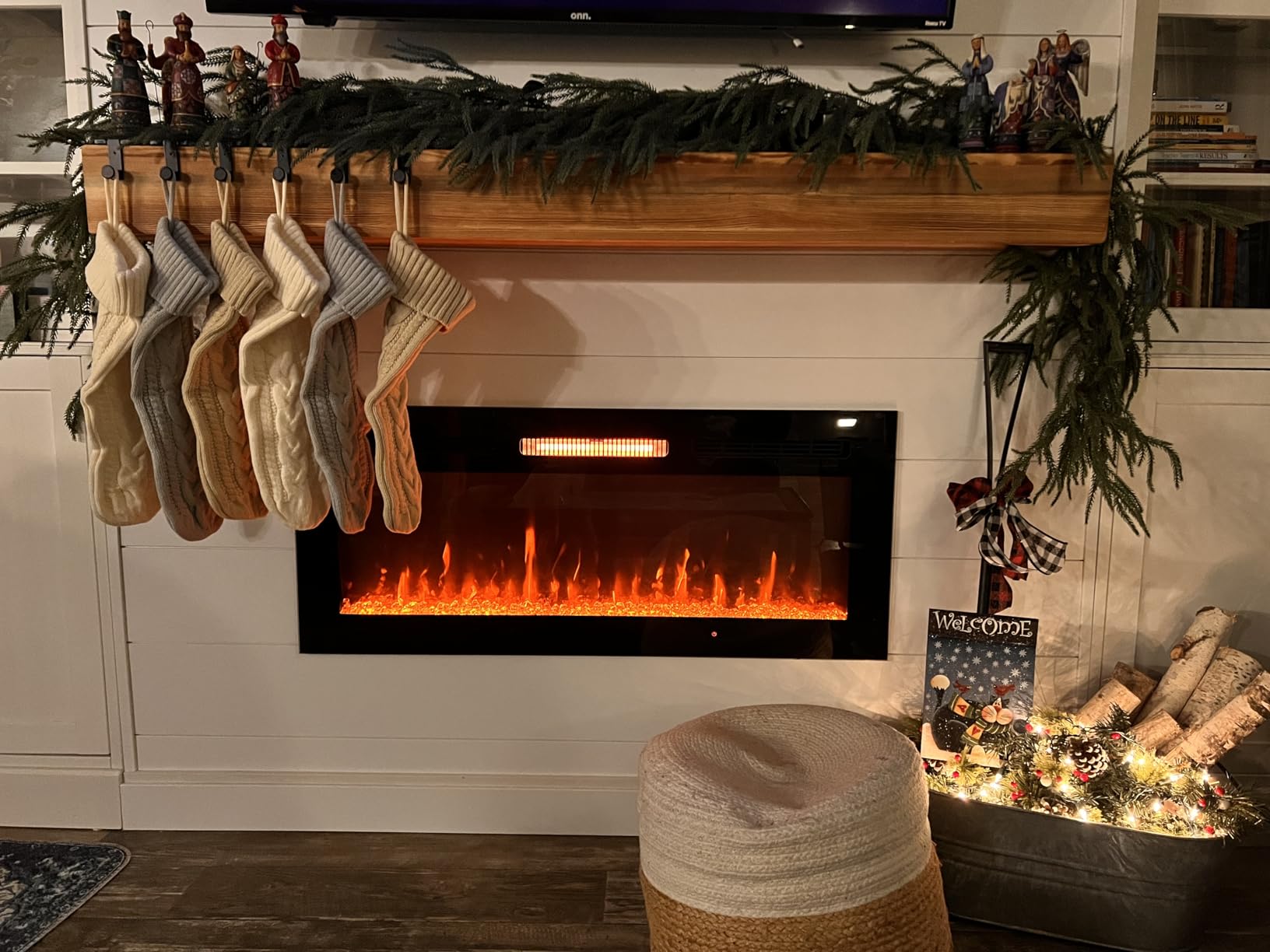 9FT Artificial Norfolk Pine Garland, Realistic Christmas Greenery Garland for Mantle, Staircase, Banister, Fireplace, Wall, Door, Table, Indoor & Outdoor Holiday Xmas Decortions customer photo 2