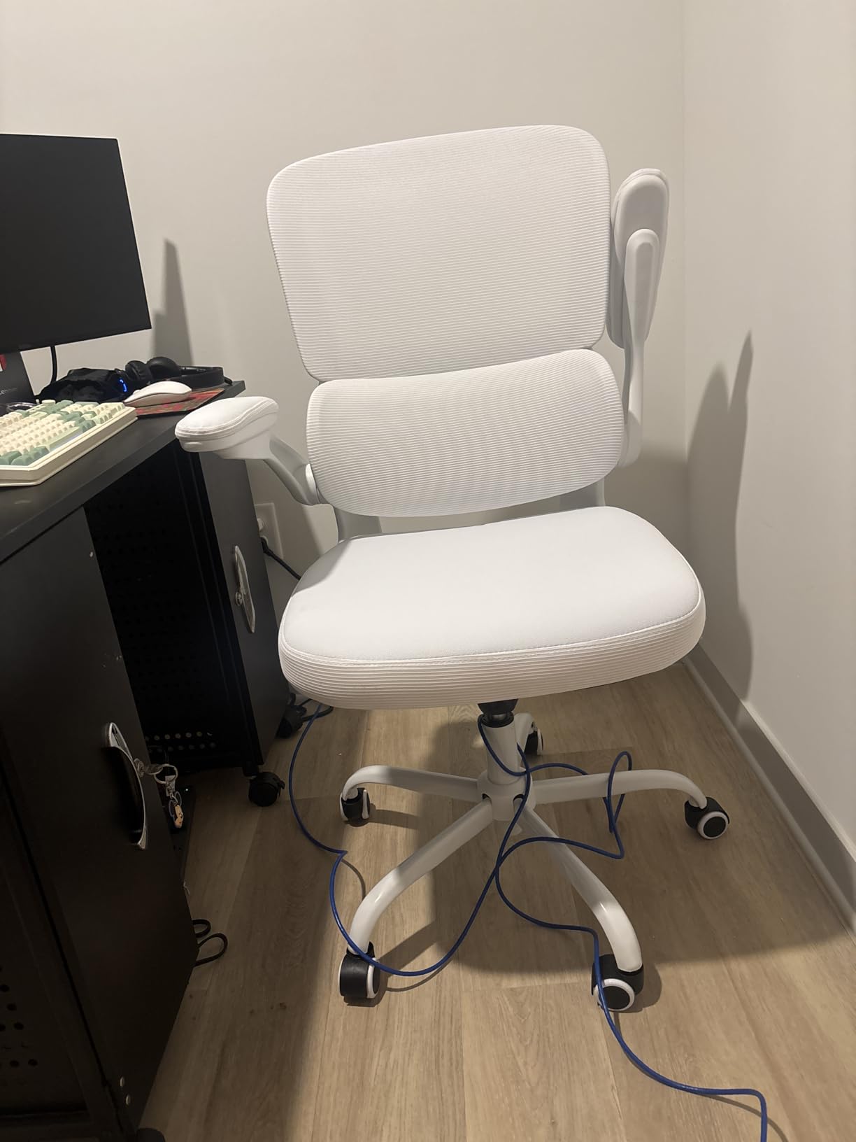 TRALT Ergonomic Office Chair Desk Chair with Adjustable Lumbar Support | Desk Chair Comfy with Flip-up Armrests Ergonomic Chair - Mesh Computer Chairs for Adults, 330lbs, PU Leather (Beige, 1) customer photo 1