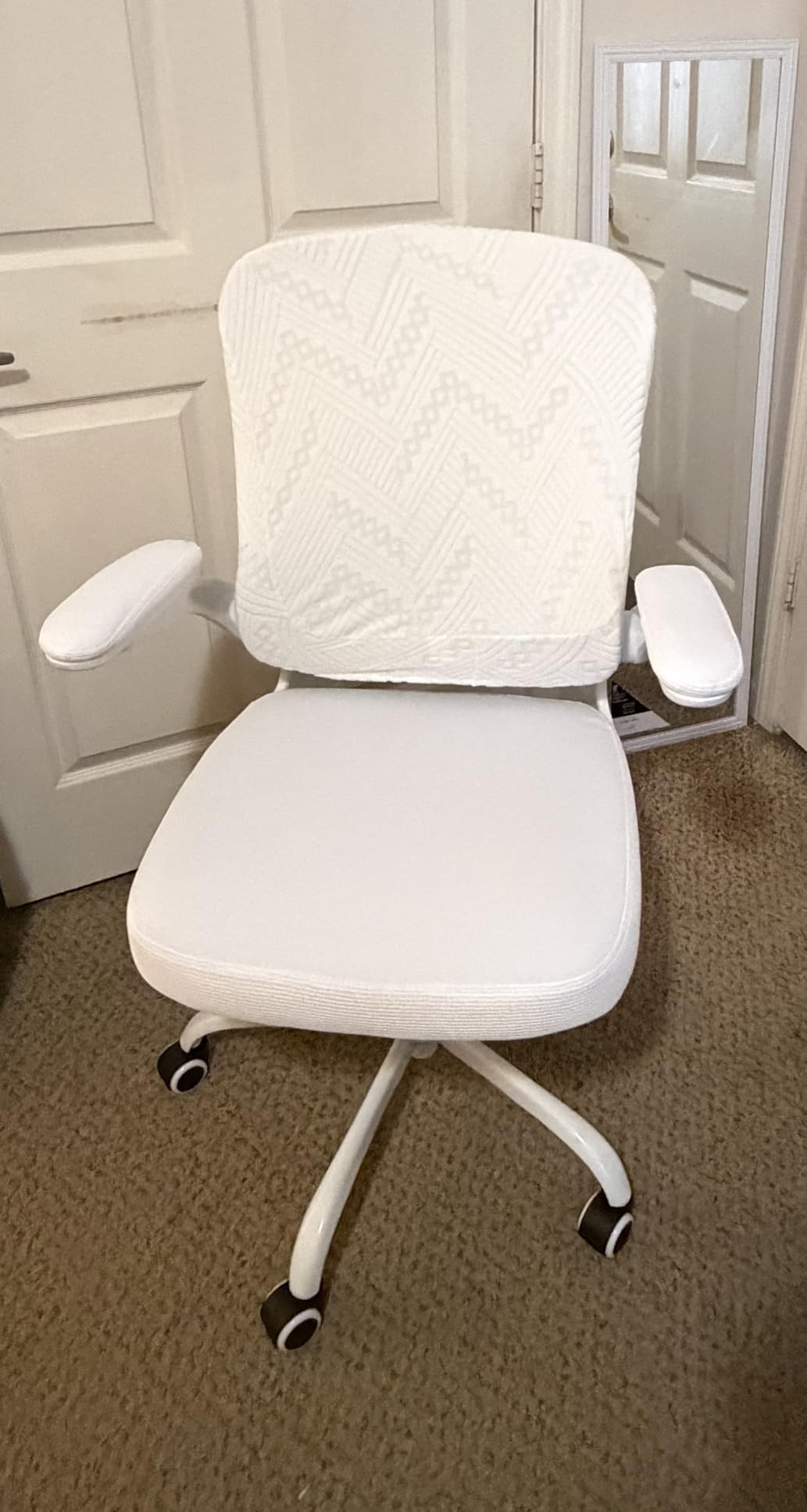 TRALT Ergonomic Office Chair Desk Chair with Adjustable Lumbar Support | Desk Chair Comfy with Flip-up Armrests Ergonomic Chair - Mesh Computer Chairs for Adults, 330lbs, PU Leather (Beige, 1) customer photo 2