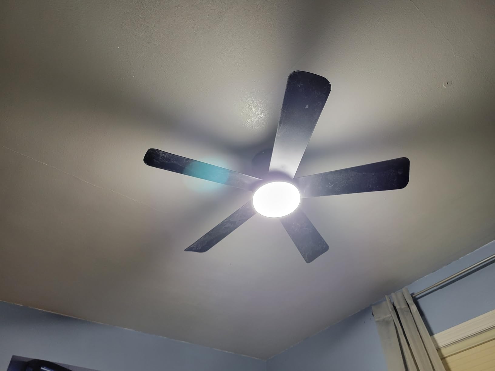 Depuley Modern Ceiling Fan with Light: 42-Inch Black Small Fans for Bedroom Indoor Outdoor - Dimmable Low Profile Ceiling Fans with Remote Control Flush Mount 5 Reversible Black Blades 6 Speeds Timer customer photo 2