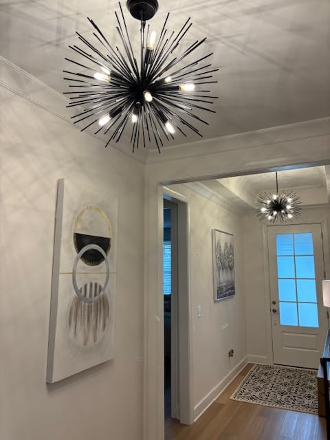 33.8in 12-Light Gold Sputnik Chandeliers Large Mid-Century Modern | Large Solid Metal Satellite Firework Urchin Light Fixture for Living Room Dining Room Foyer Entryway Bedroom, E12 customer photo 1