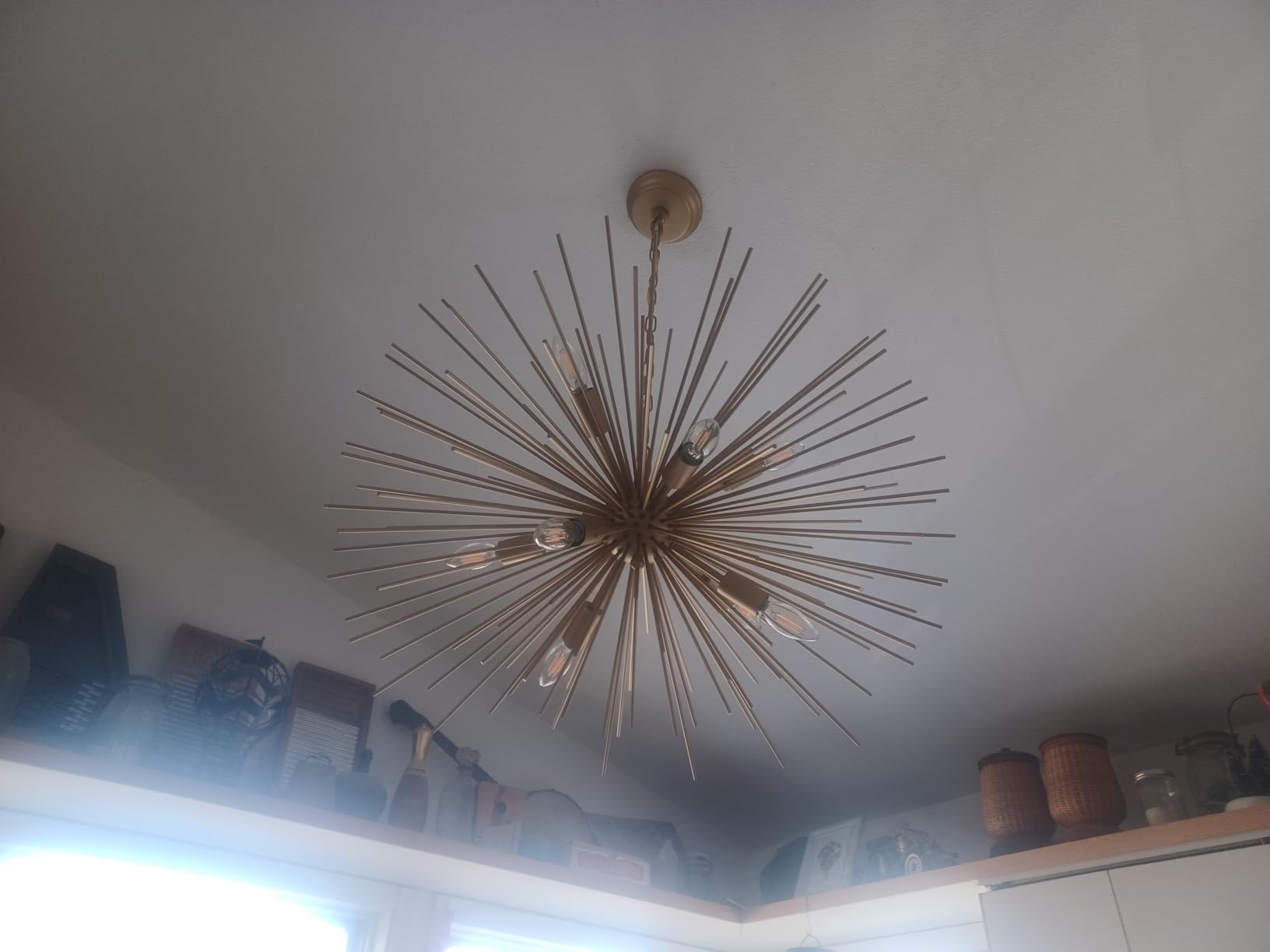 33.8in 12-Light Gold Sputnik Chandeliers Large Mid-Century Modern | Large Solid Metal Satellite Firework Urchin Light Fixture for Living Room Dining Room Foyer Entryway Bedroom, E12 customer photo 2