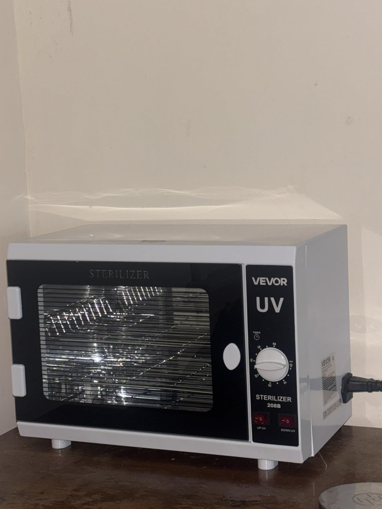 VEVOR Nail Tool Cleaning Machine, 12L Large Capacity, Knob Control, Tool Cabinet Cleaner Box with Timer Setting, Tempered Glass Door, 185nm Wavelength, for Labs, Home, Nail Salons, Beauty Salons customer photo 1