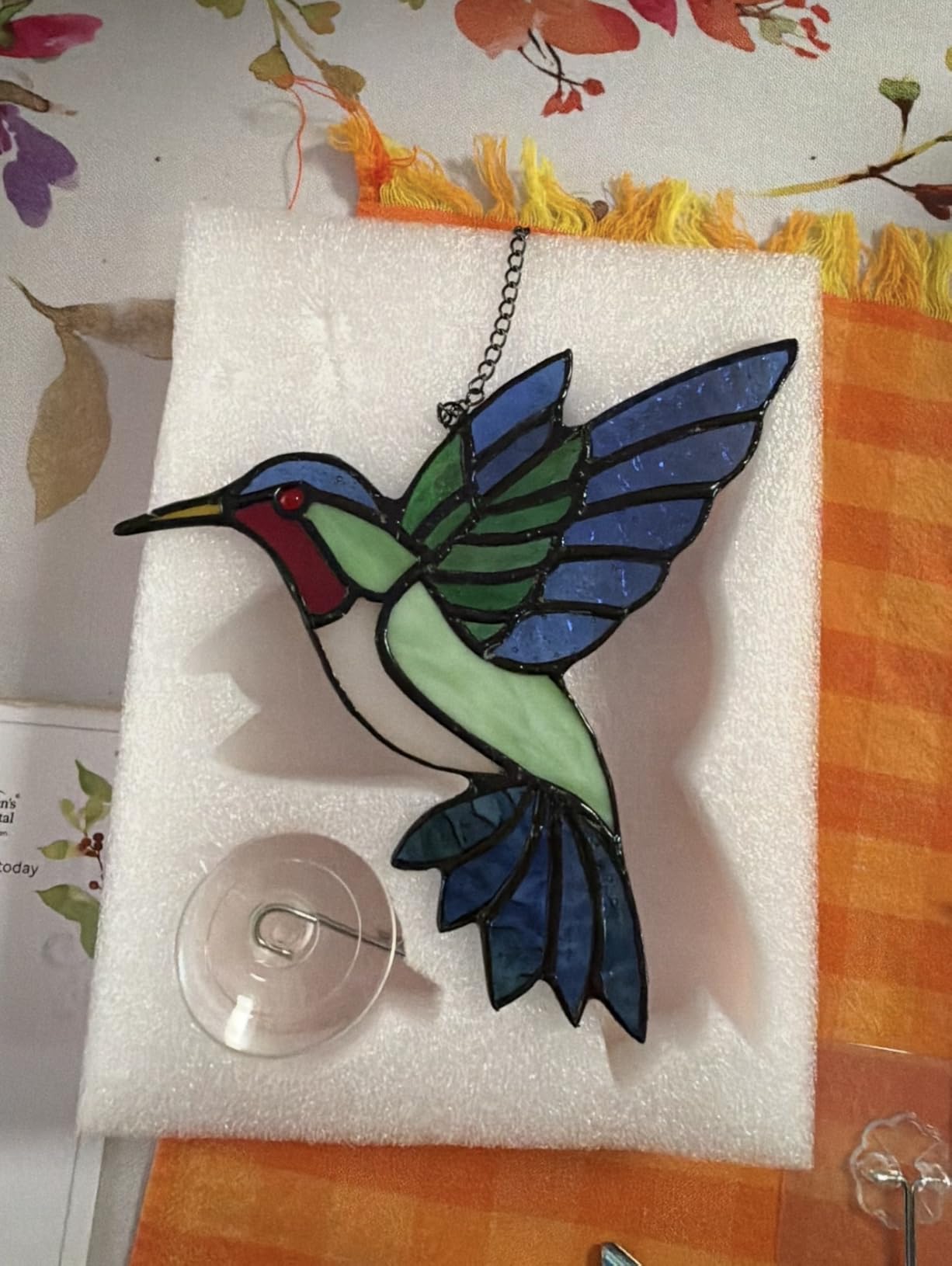 2 Pcs Hummingbird Stained Glass Window Hanging Suncatchers,Gifts for Women | Handmade Copper Foil Art,Birthday Anniversary Gift For Mom Grandma Wife Mother In Law,Bird Lovers Sun Catcher Decor,6 Inch customer photo 1