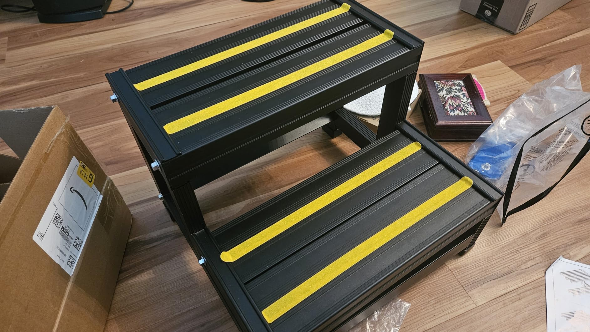 RV 2 Step Aluminum Hot Tub Step Spa Step-Heavy Duty Metal Indoor/Outdoor High Riser Half Step - Non-Slip All Weather Top & Feet Mobility Assistance 500 LBS Load Capacity-Patent Pending customer photo 2