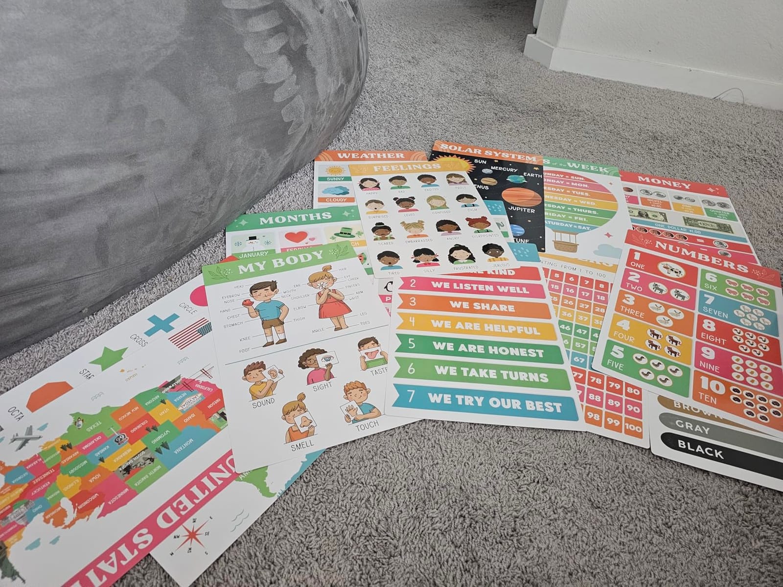Fun Educational Posters for Toddlers - Set of 16 for Classroom & Homeschool | Easy to Read Learning Posters customer photo 1