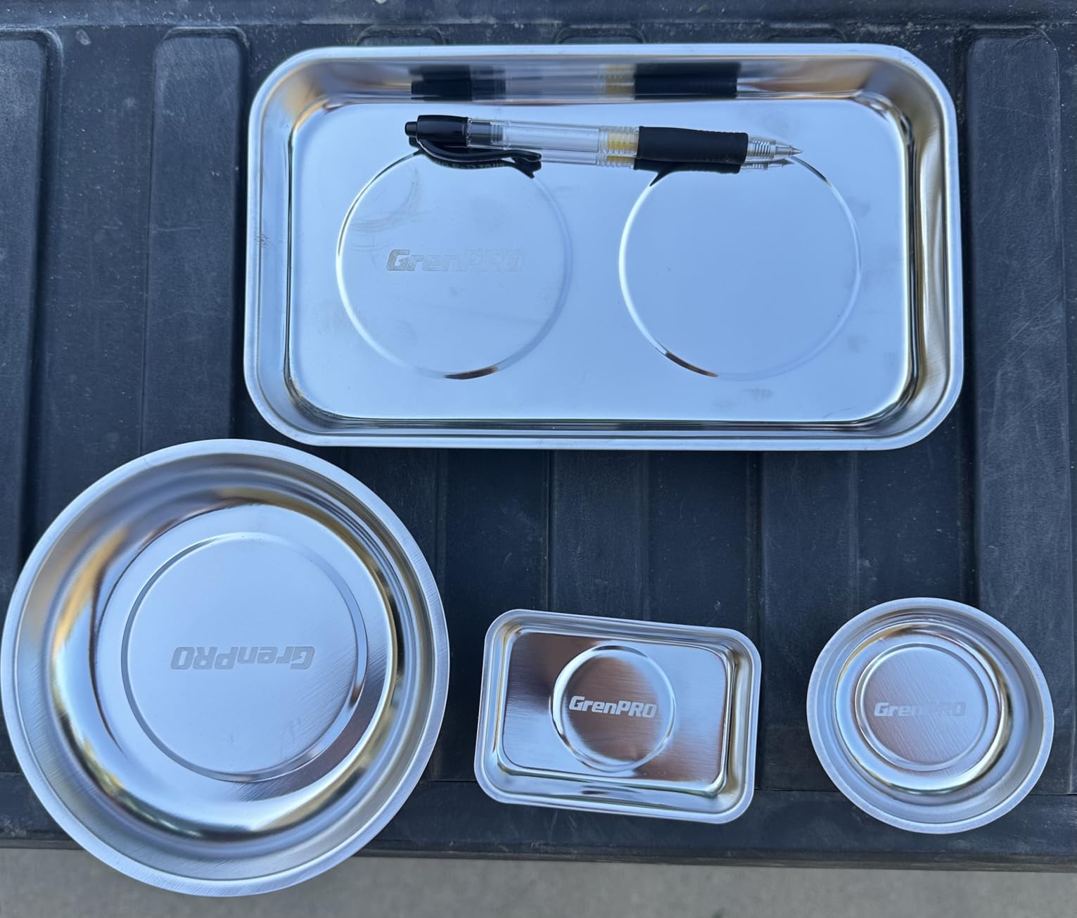 GRENPRO 4-Pack Magnetic Parts Tray Set, Heavy-Duty 3
