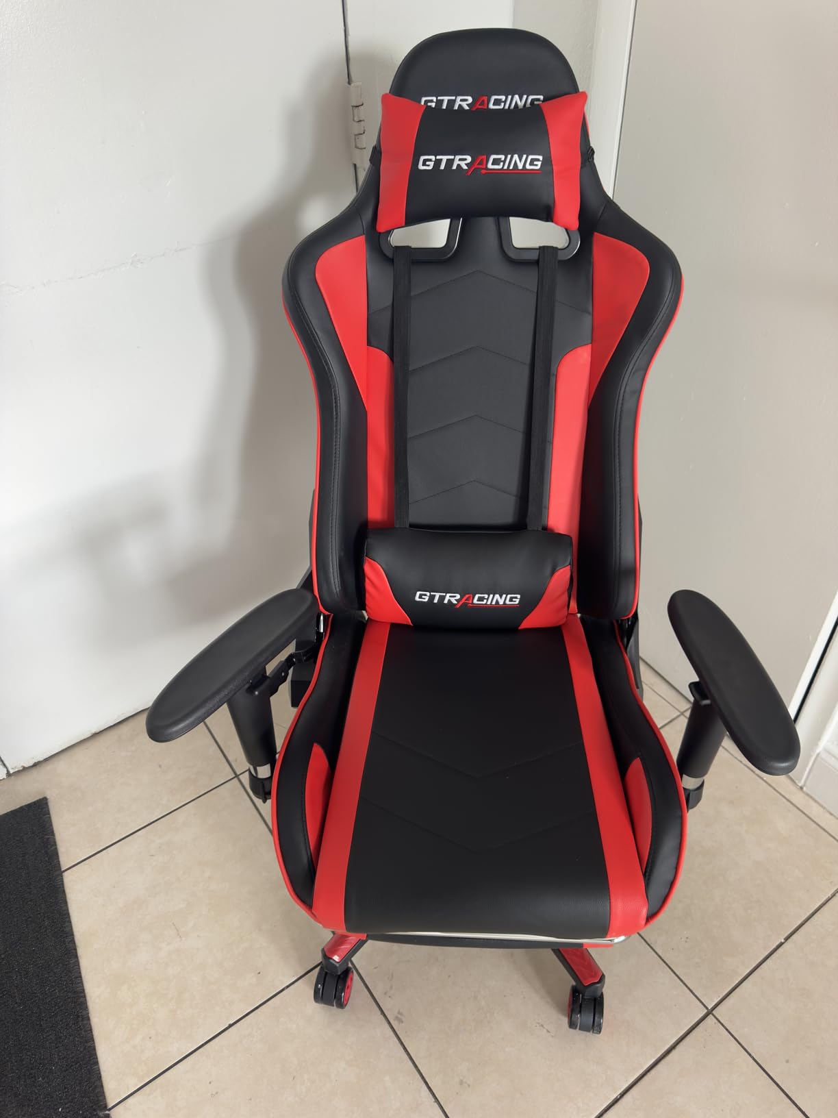 GTPLAYER Gaming Chair with Bluetooth Speakers, Adjustable Backrest and Height, 3D Armrests, Footrest, Ergonomic Computer Chair for Gamers (Brick Red) customer photo 2
