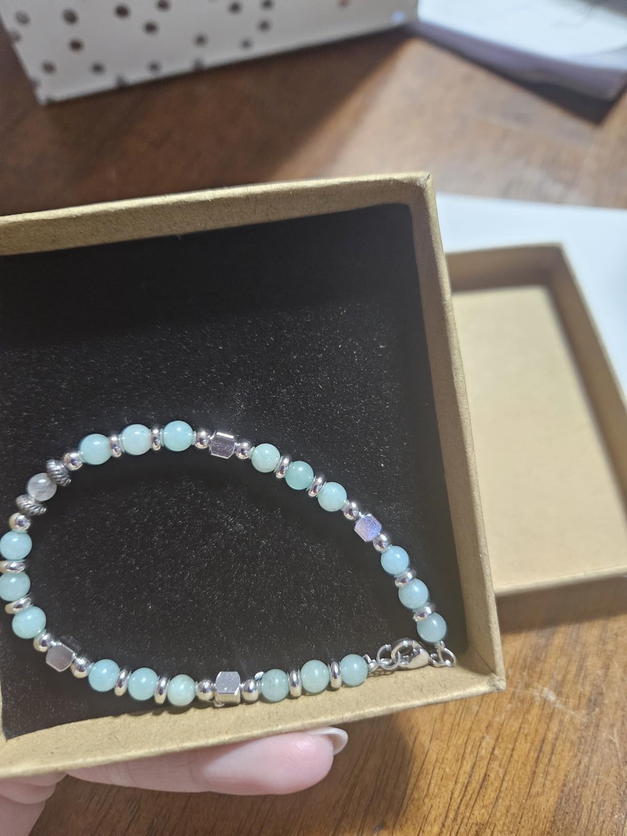 Gifts for Women Moonstone Bracelet, Amazonite Imperial Jasper Bracelets | Christmas Birthday Valentines Mothers Day Graduation Gifts Natural Stone Stainless Steel Beads Bracelets customer photo 1