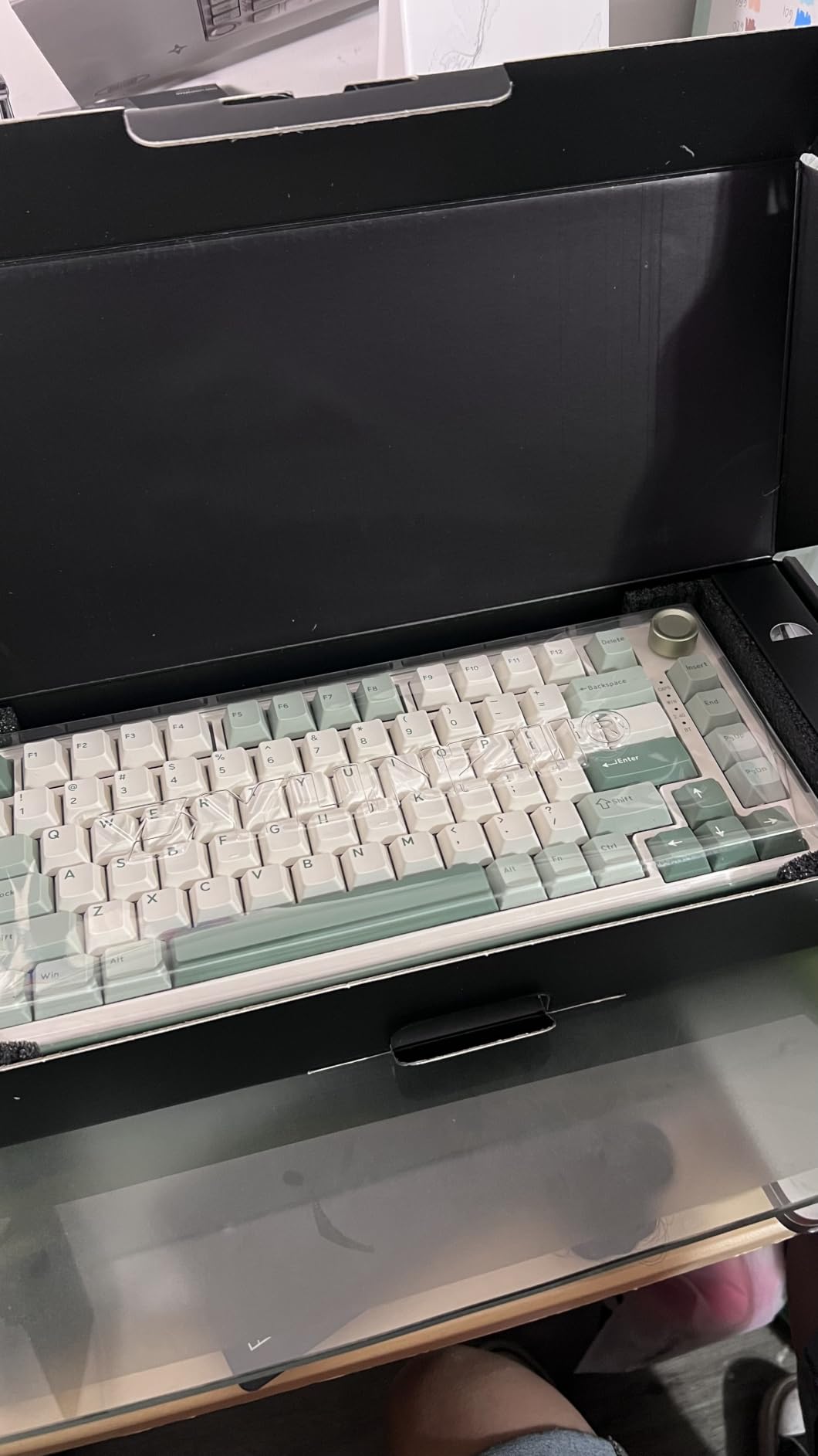 YUNZII B75 PRO 75% Wireless Mechanical Keyboard(Matcha Green,Cocoa V2) | Hot Swap Keyboard with Knob, Gasket Mount, Creamy Pre-lubed Switch for Smooth Typing, BT/USB-C/2.4G, for Gaming customer photo 2
