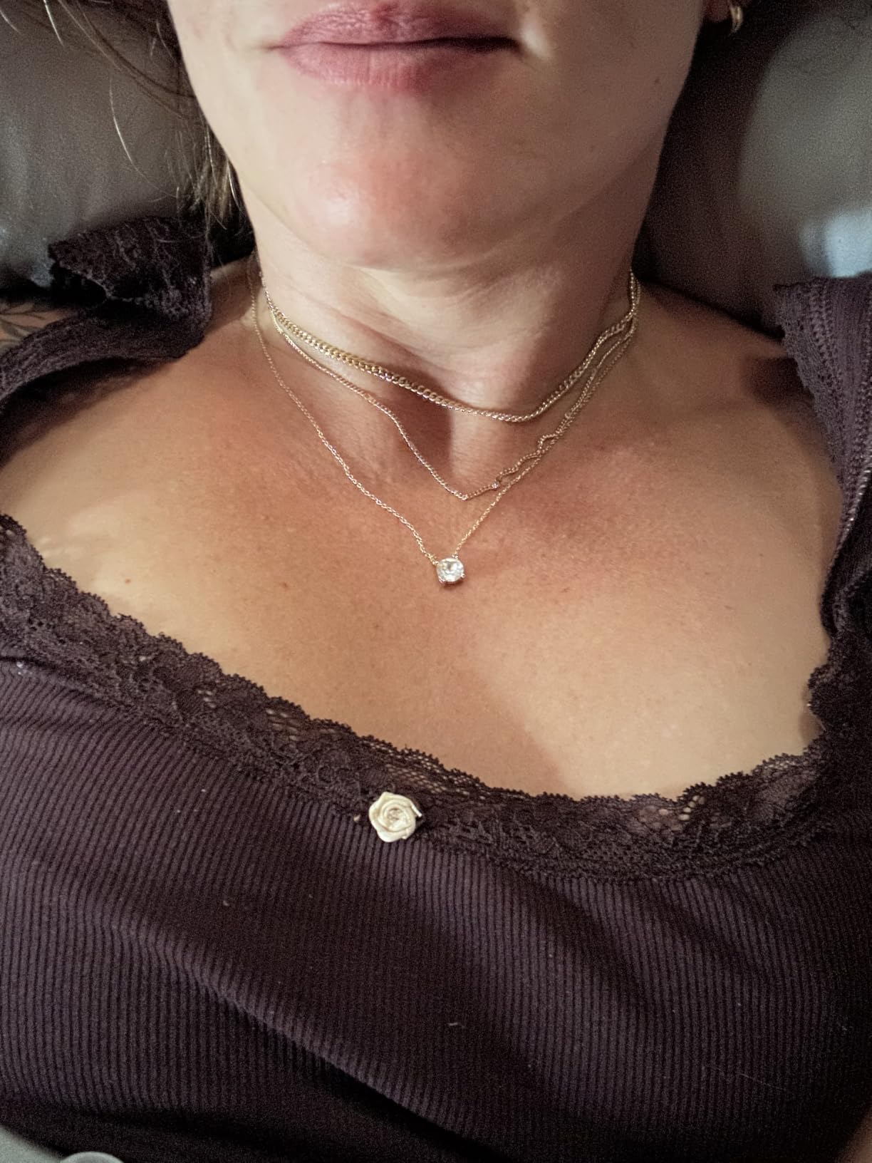 Layered Gold Necklaces for Women, 14K Gold Sterling Silver Plated Dainty Pendant Necklace Set Non Tarnish, Chunky Stackable Cuban Chain Choker, Trendy Birthstone Vacation Jewelry Gift customer photo 2