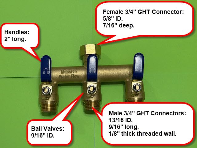 3 Way Hose Splitter, Heavy Duty Full Flow Garden Water Hose Bib Spigot Splitter, Brass Rust and Freeze Resistant Outdoor Faucet Splitter, T Adapter Connector with 3/4 - Inch GHT Thread (Green) customer photo 2