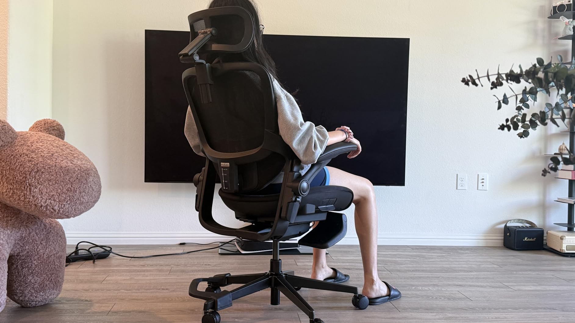 MUSSO E80 Muse Petite Ergonomic Office Chair for Women & Small Frames Black | 3-Level 3D Lumbar Support; 4D Headrest; 90° Flip-Up Arms & Footrest; 135° Recline; Breathable Mesh customer photo 1