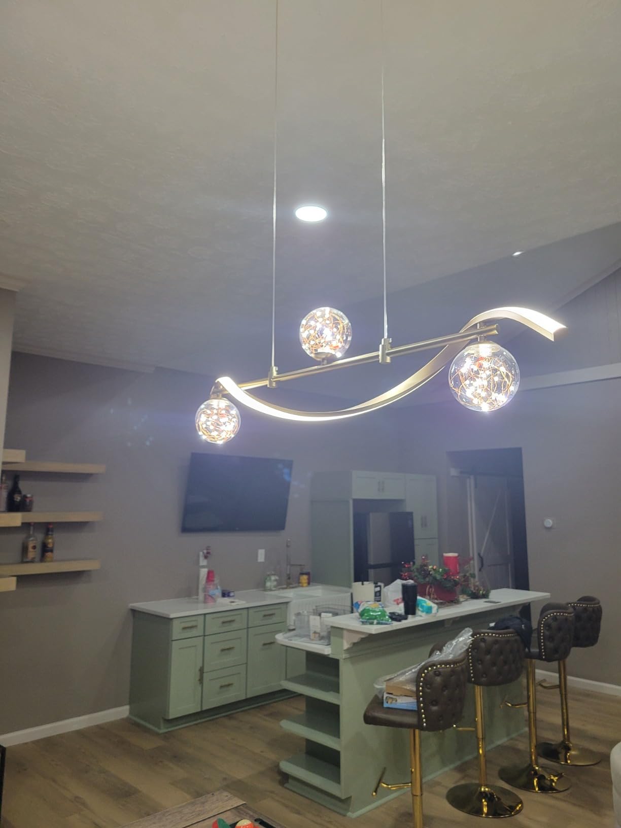 homary Kitchen Island Light with Glass Globes, 51.2