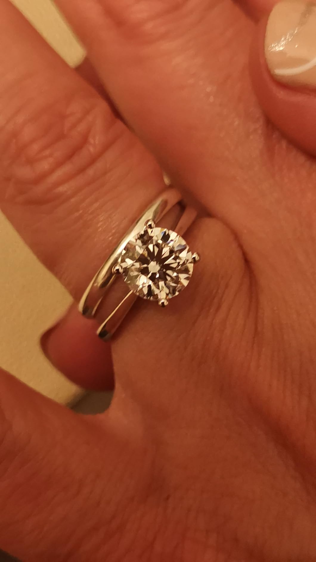 1-3 Carat Lab Grown Diamond 14K White Gold Engagement Ring for Women, IGI Certified Round Cut (D-E Color VS1-VS2) Classic 4-Prong customer photo 2