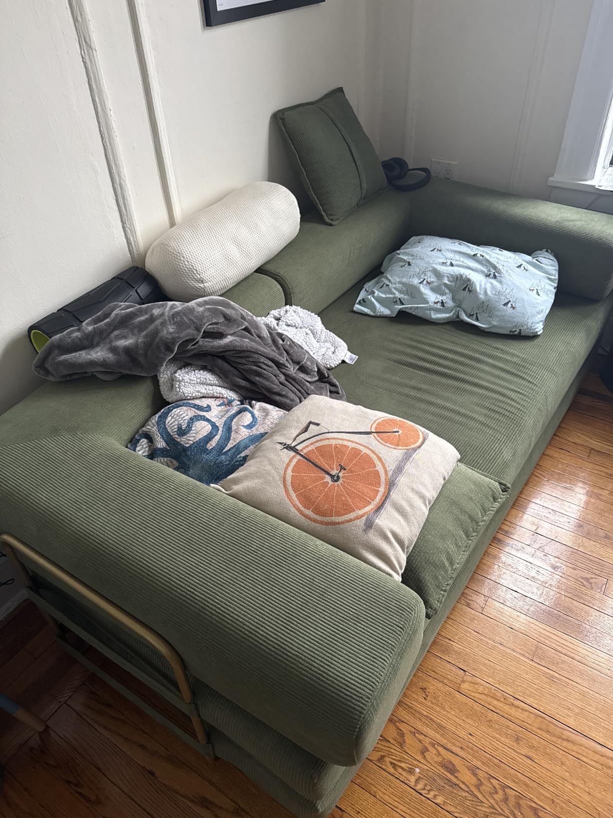HANXIN 78 Inch Convertible Sleeper Sofa Bed, Folding Floor Mattress Couch with Fixed-Shape Frame, Futon Boneless Couch Lounge Loveseat with Pull Out Bed, No Assembly Required (Beige) customer photo 2