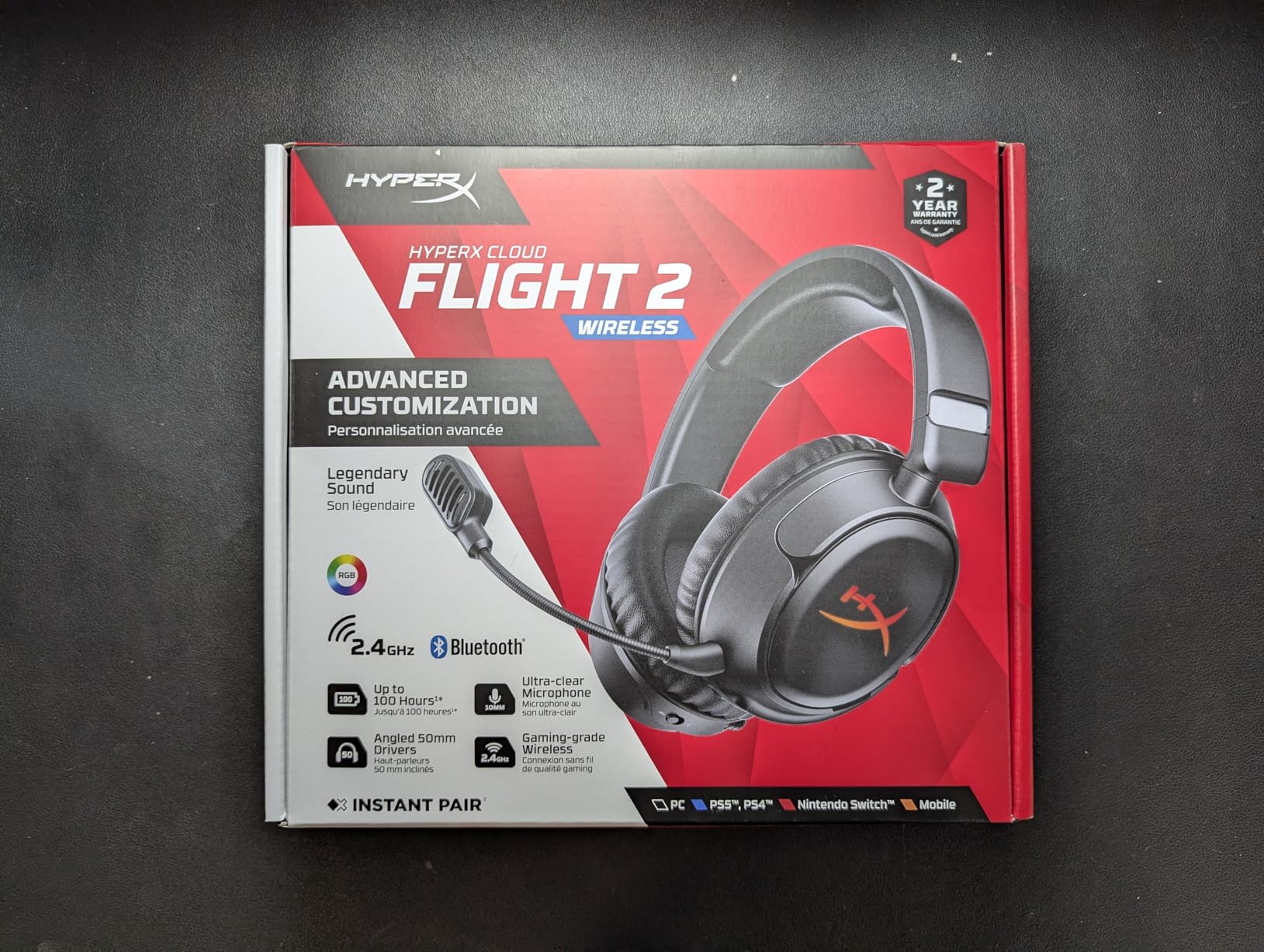 HyperX Cloud Flight 2 Wireless Gaming Headset, Customizable RGB Lighting with Removable Earcup Plates, up to 100 Hours of Battery Life, 2.4GHz & Bluetooth, Multi-Platform Compatibility - White customer photo 1