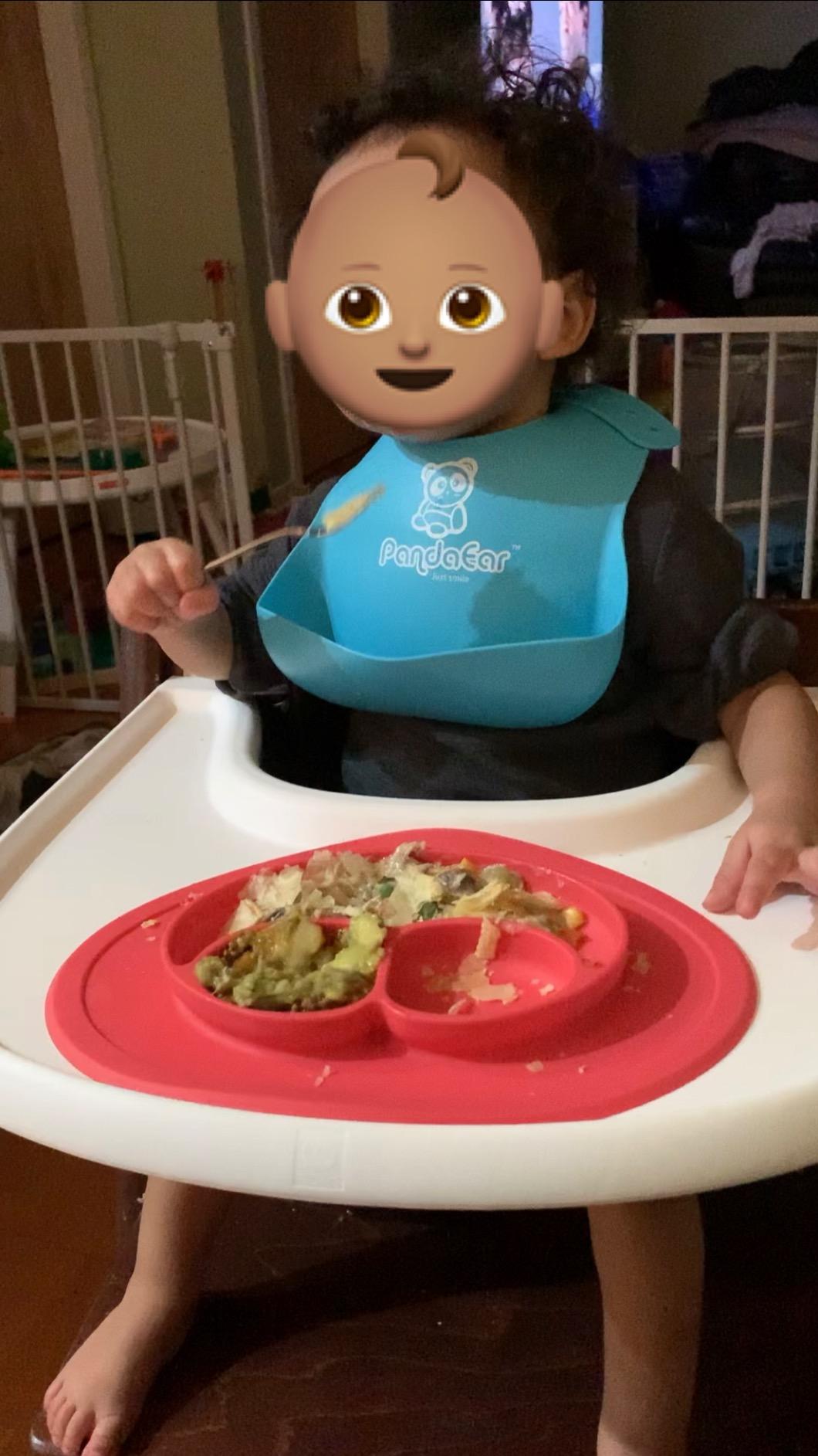 PandaEar 5 Pack Waterproof Silicone Baby Bibs| Super Thin Light Weight Feeding Bib with Food Catcher Pocket for Toddler customer photo 2