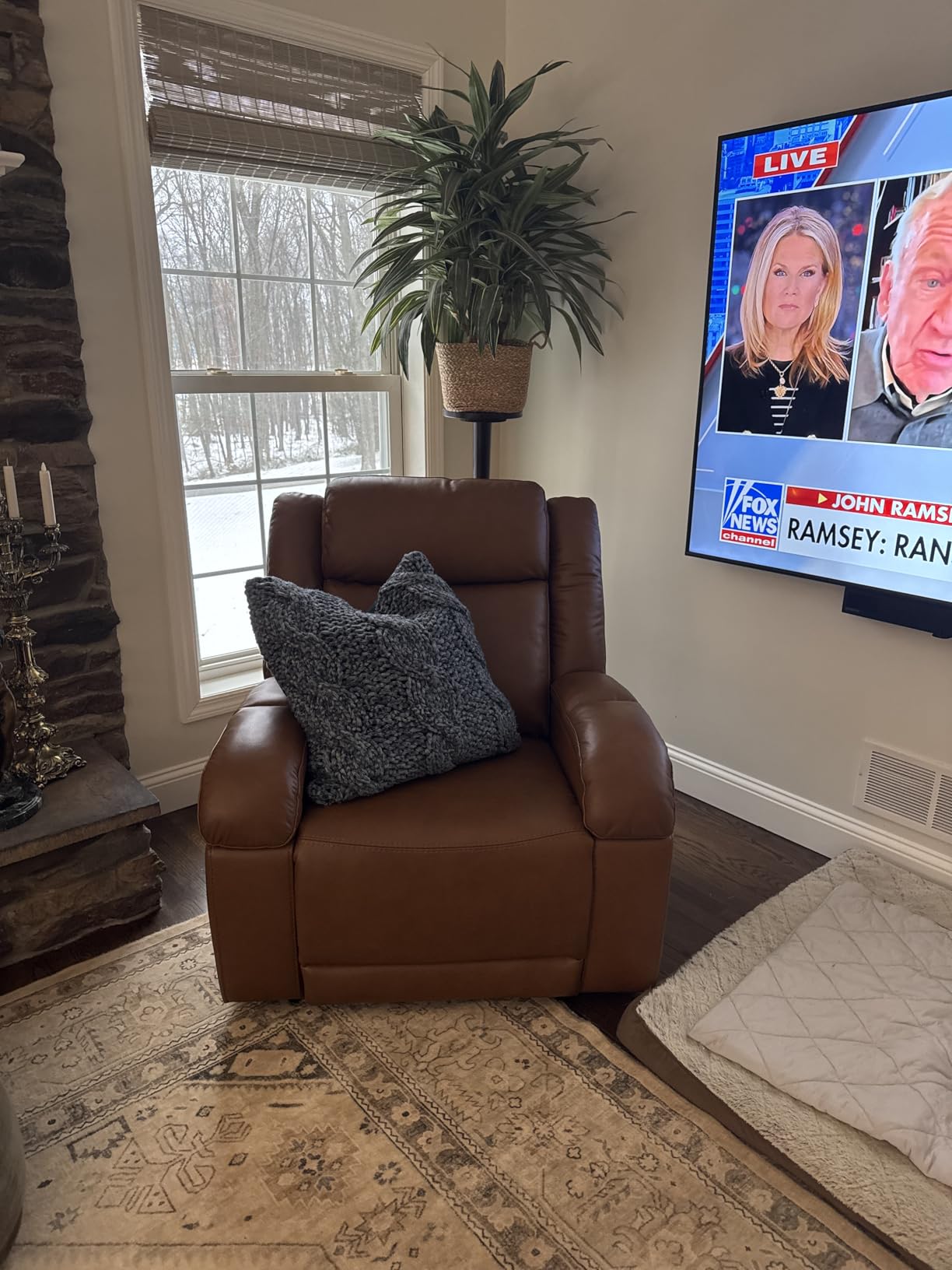 Watson & Whitely Oversized Genuine Leather Power Recliner Chair, Dark Brown | Wall Hugger Recliner for Big and Tall, Power Headrest, Charging Ports, Extra-Large Reclining Sofa for Living Rooms customer photo 2