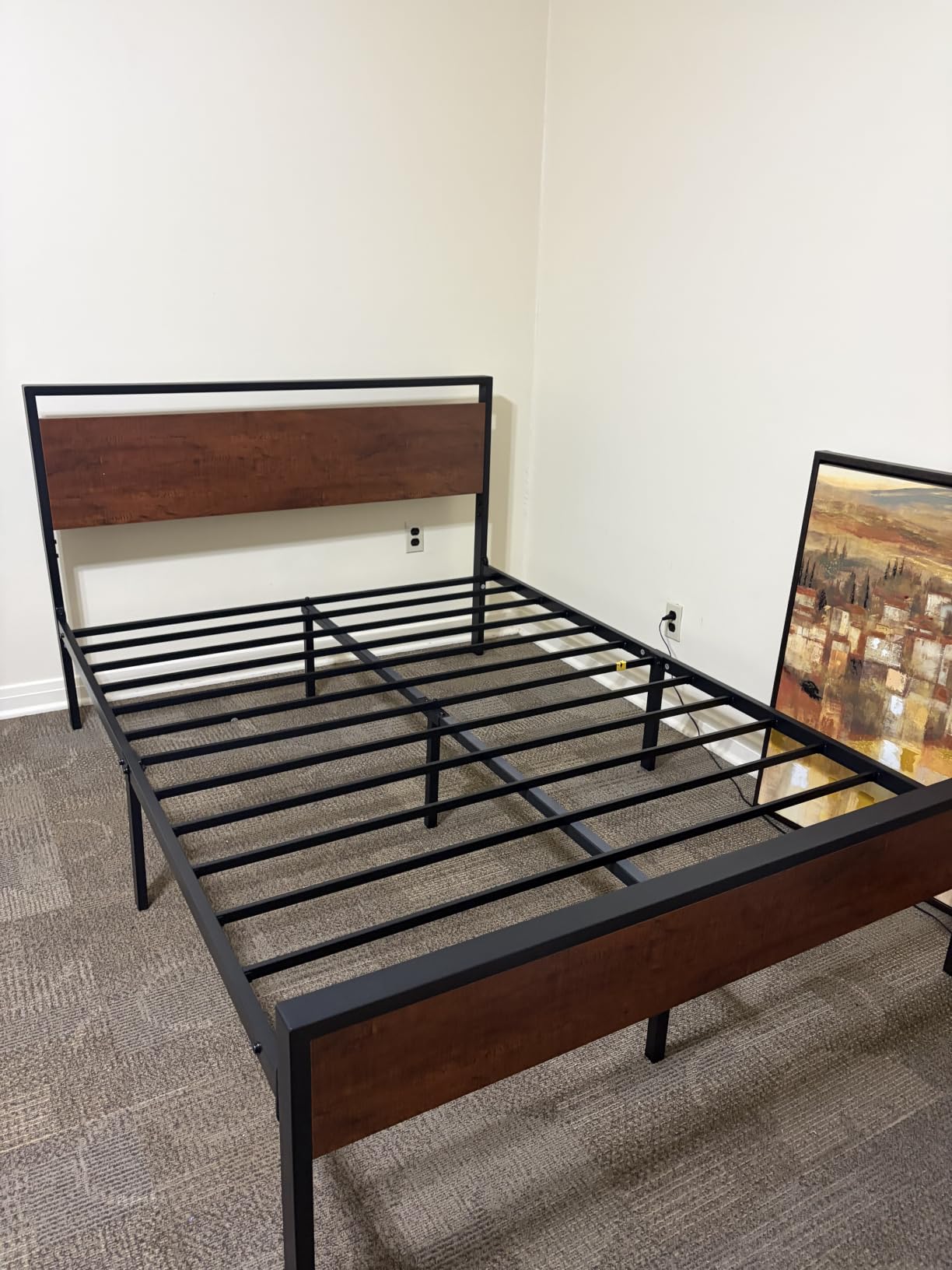 Allewie Twin Size Bed Frame, Heavy Duty 12 Metal Slats Support, Black Oak | Wooden Headboard and Footboard, Modern Platform Bed, No Box Spring Needed, Under-Bed Storage, Noise Free, Easy Assembly customer photo 2