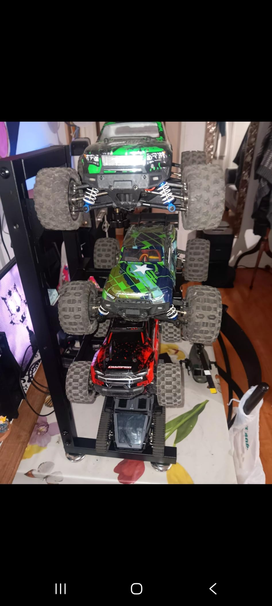 Multilayer Storage Rack Shelf Display Stand for RC Model Cars | Quick assembly, multi-scale fits for 1/8-1/24 TRX4 SCX10 TRX4M SCX24, expandable side holes for hanging RC tools customer photo 1