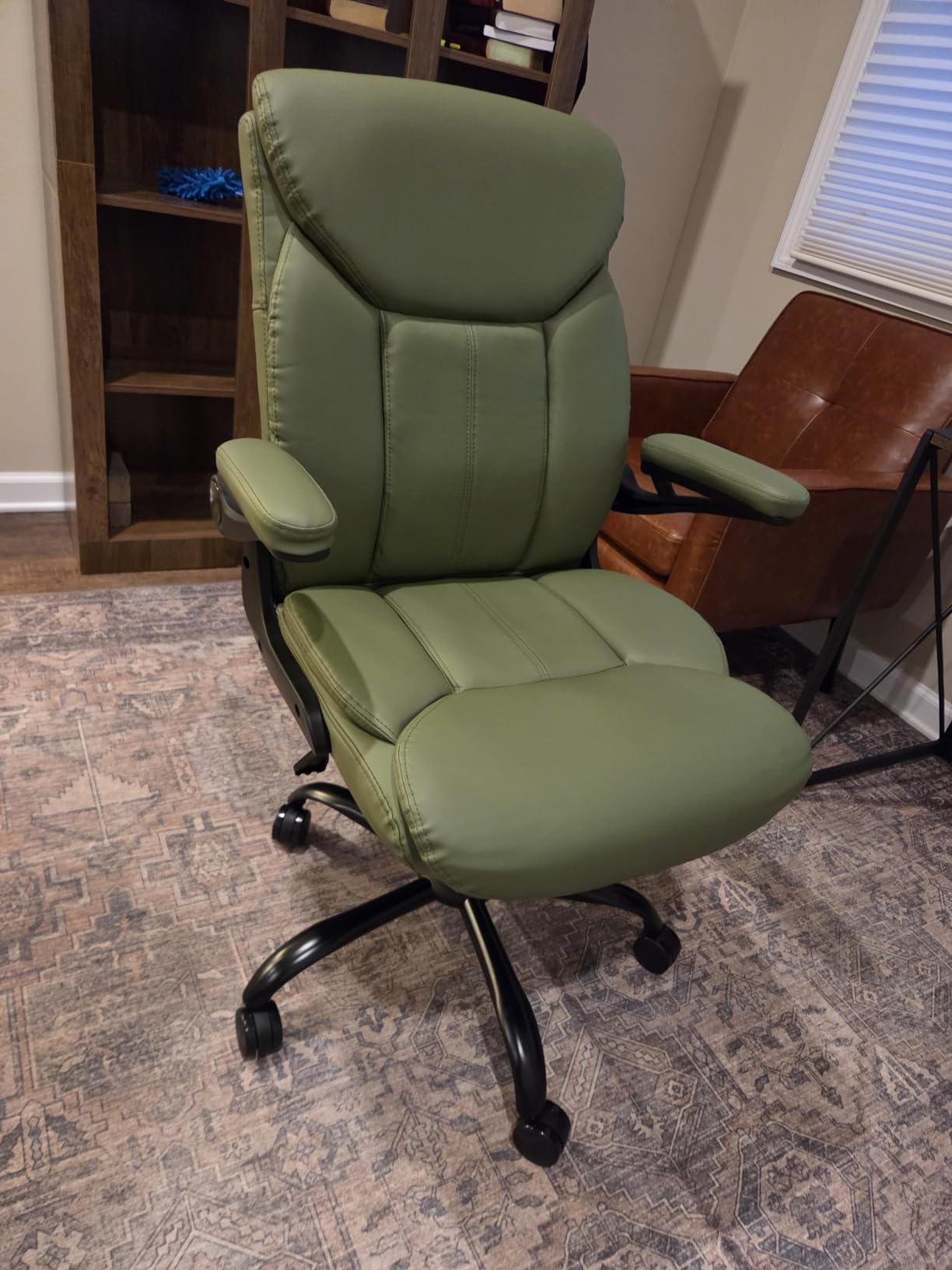 Fabric Executive Office Chair - White Ergonomic Computer Desk Chair | Flip-up Arms,Cloth Material,Mid Back,Adjustable Height,Swivel Wheels for Short People Women Study Work for Small Space customer photo 2