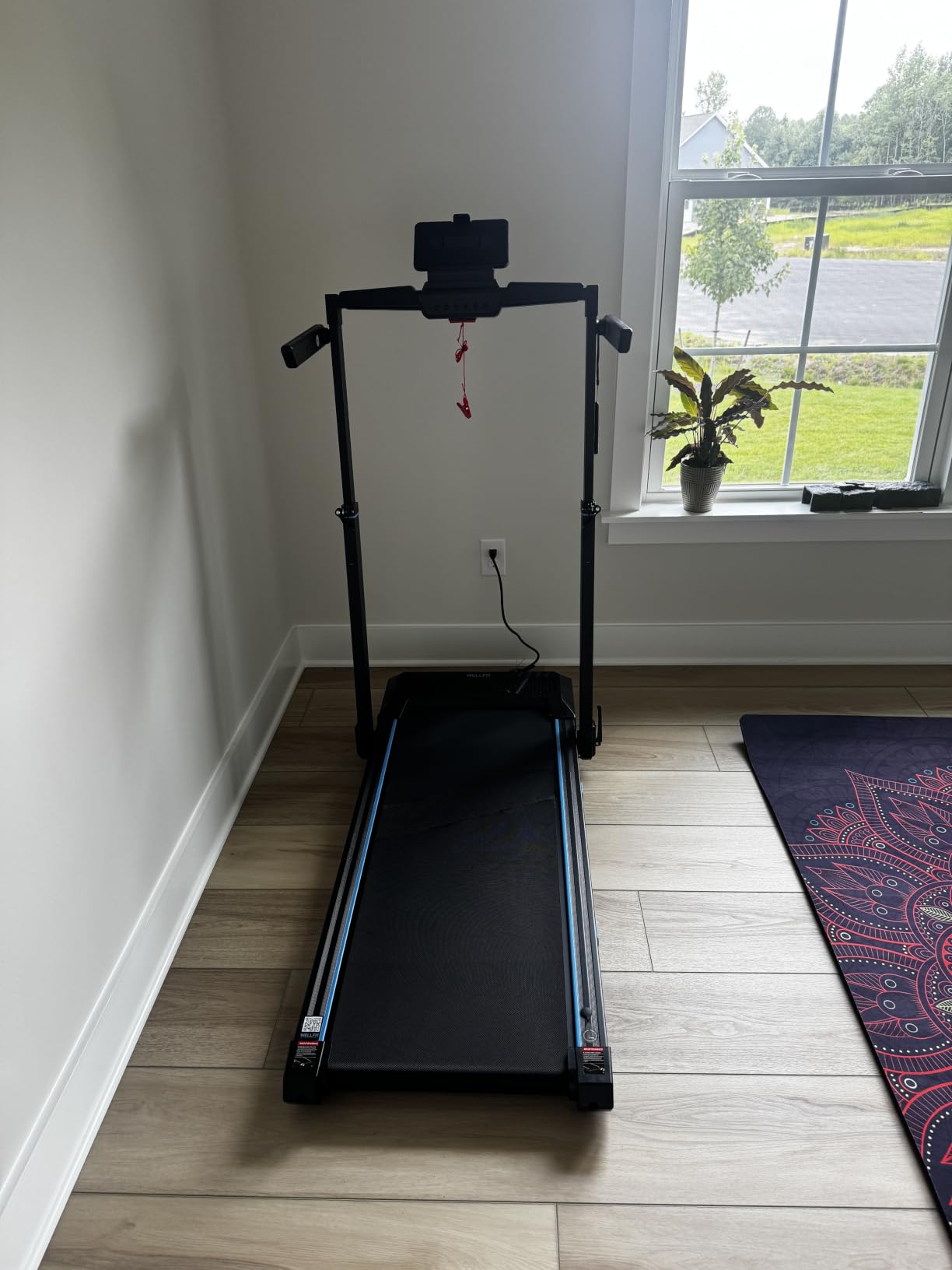 WELLFIT Foldable Treadmill with Auto Incline, 400+ LBS, Adjustable Height | 3.5HP Quiet Walking Pad with Handle Bar, 44