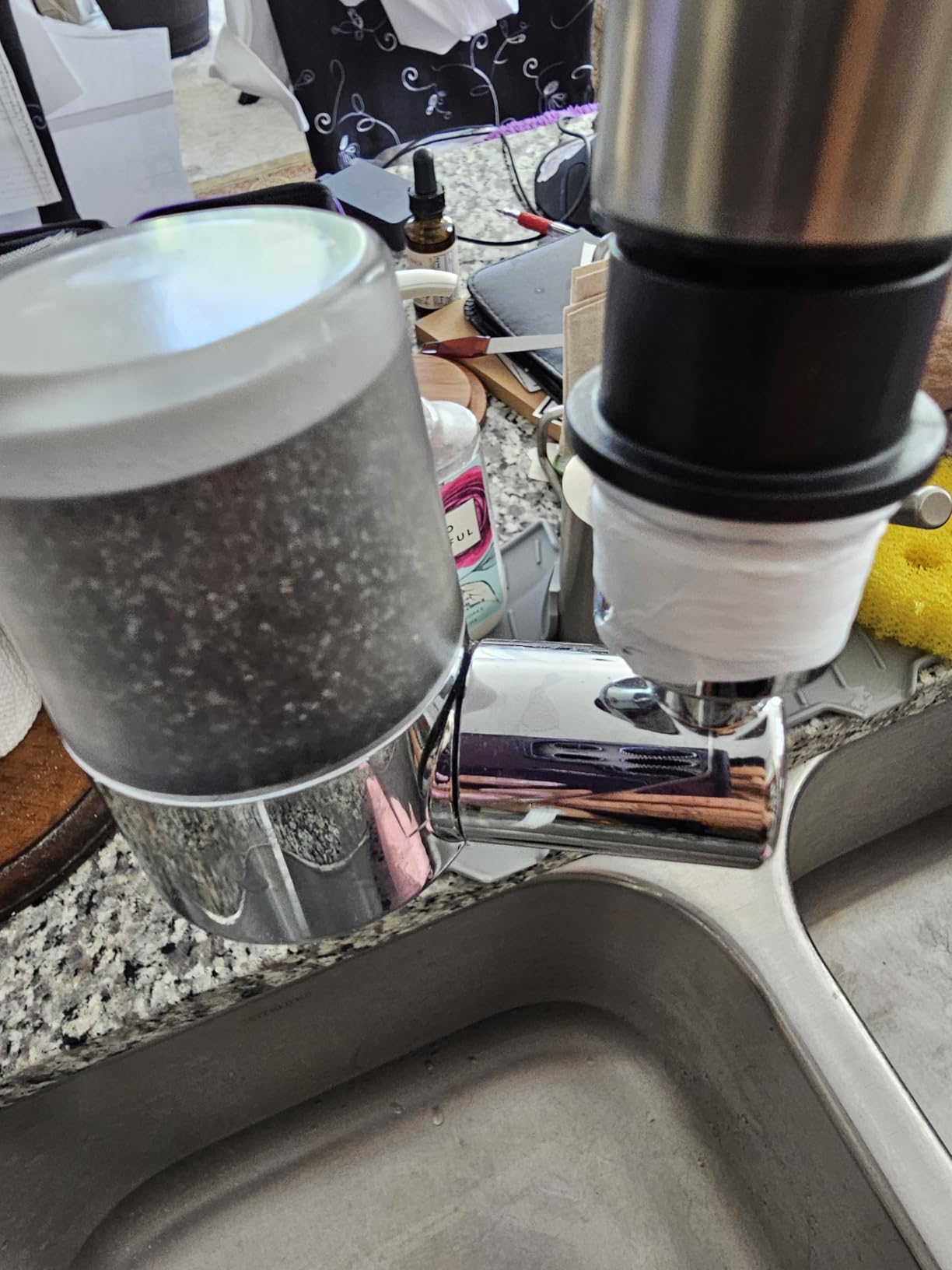KLLEYNA Pull-Down Faucet-Mount Water Filters - (22 Adapters) Swivel 720° Sink Tap Filtration, ACF Reduce 99% Chlorine for Great Taste, 528 Gallon Purifier Kitchen/Bathroom, 2-Mode Spray(Silver) customer photo 1