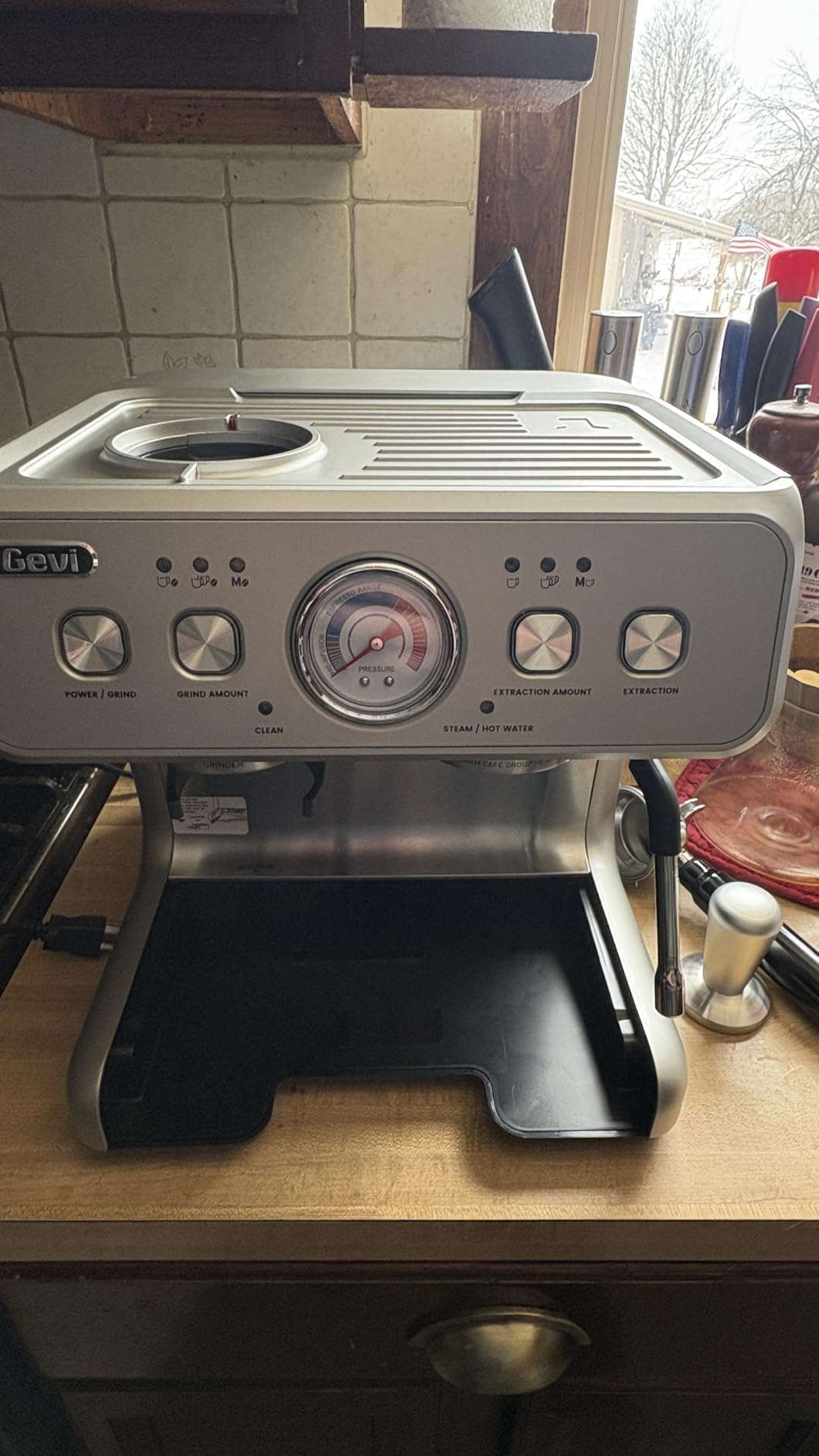 Gevi Dual Boiler Espresso Machine With Built-In Burr Grinder | 58mm Commercial Portafilter, 31 Grind Levels, Stainless Steel Steam Wand, Sterling Silver for Home Barista Brewing customer photo 2