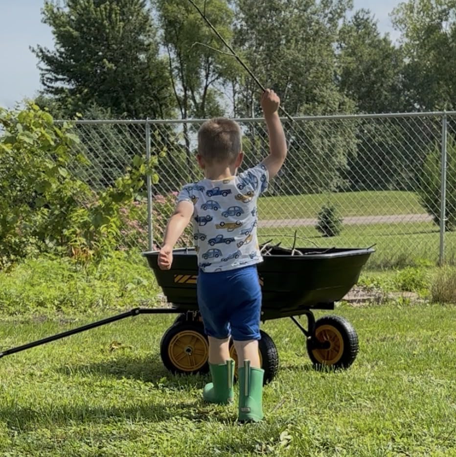 CAMMOO 10-in NO-Flat Tires 600lb Garden Dump Cart 4 Cu.Ft. Wheelbarrow, Garden Wagon Quick-Release Dumping customer photo 2