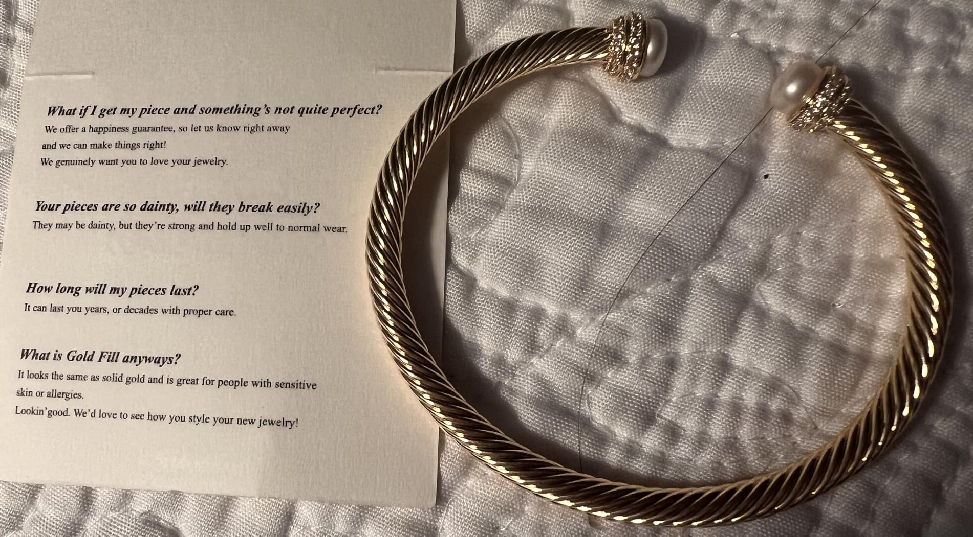 Gold Cuff Bangle Bracelets for Women - 14K Plated Adjustable Open Cuff Gold Bangles Charm Elegant Twisted Cable Bangle Friendship Bracelets Lightweight Bracelet for Dainty Jewelry customer photo 2
