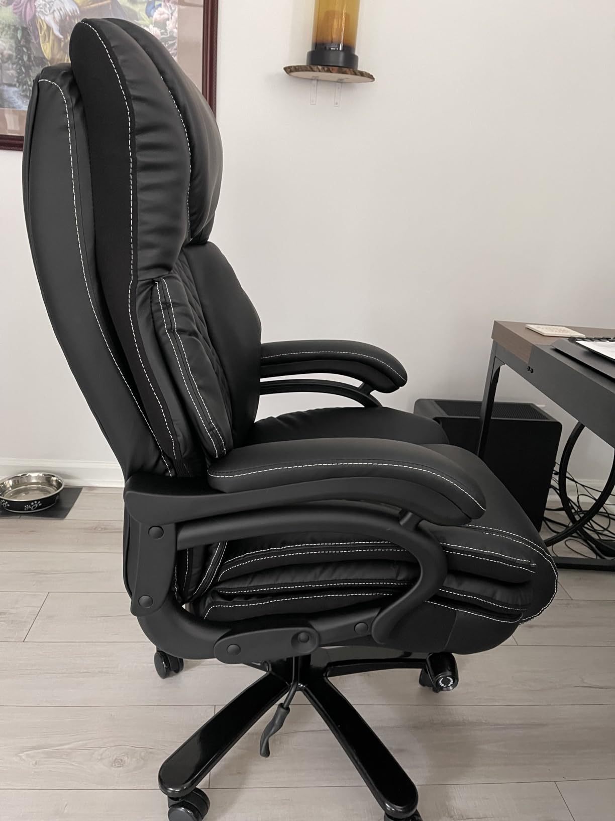 650lbs Large Big and Tall Office Chair for Heavy People with Adjustment Lumbar Support, Comfy Padded Heavy Duty Leather Executive Office Chair with Quiet Rubber for Adults 8 Hours Daliy Work customer photo 2