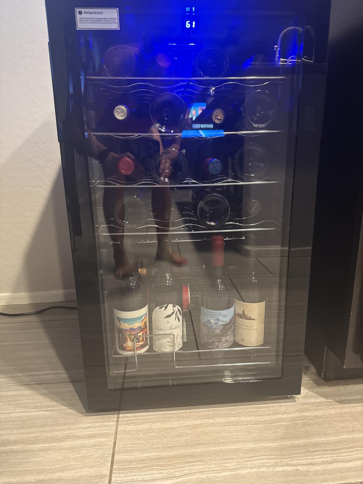 EUHOMY 25 bottle Wine Cooler Refrigerator, Wine Fridge Glass Door, Black | 3.2 Cu.ft, 41F to 64F, Compressor Cooling, Digital Temperature Control, Adjustable Shelves, Bar Kitchen, LED Light customer photo 1