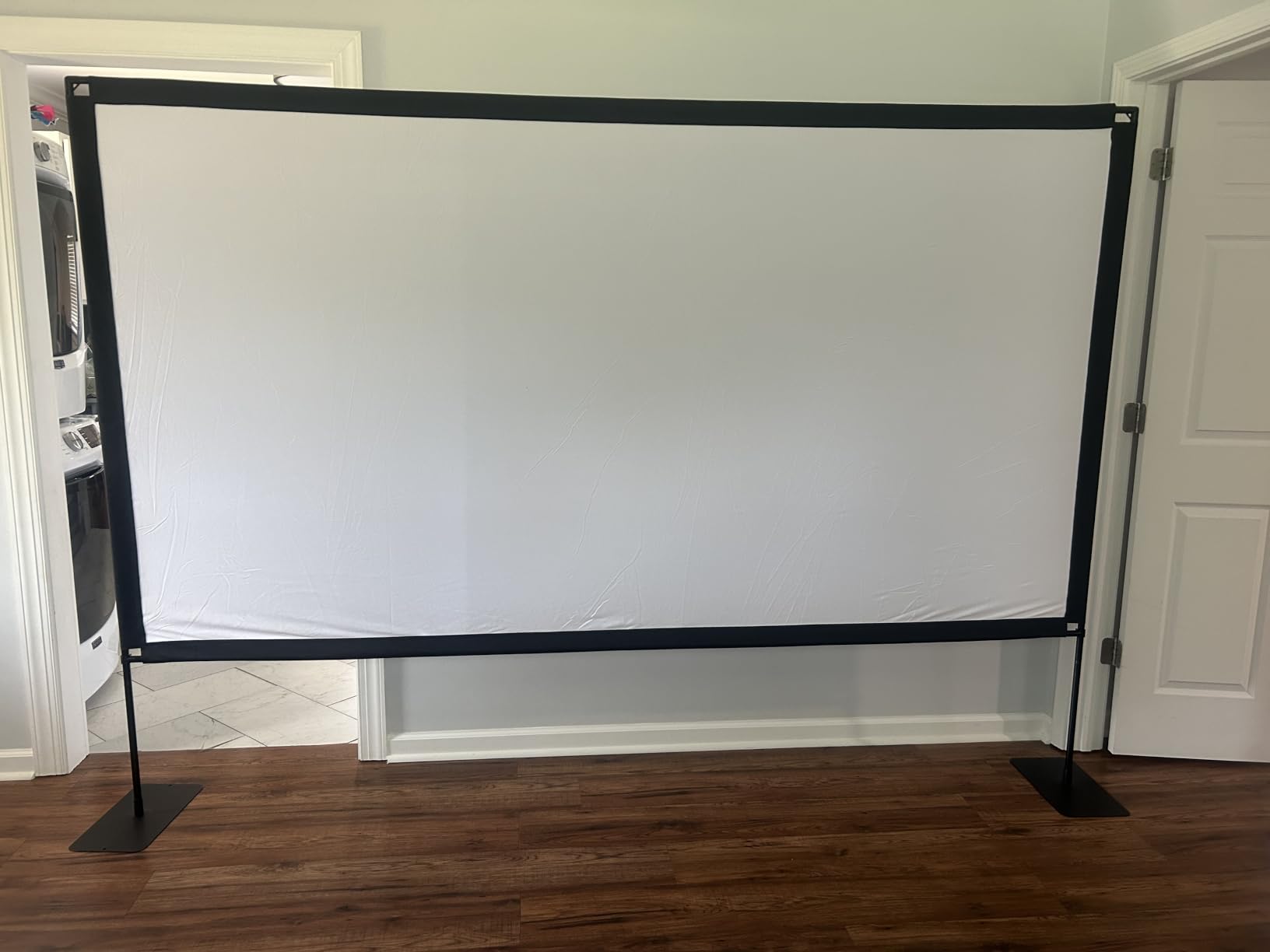 120inch Projector Screen with Stand: Portable Projector Screen Outdoor Indoor Front/Rear 16:9 4K HD with Carry Bag Sandbag - Movie Screen for Backyard Movie Night, Camping, Theater customer photo 1