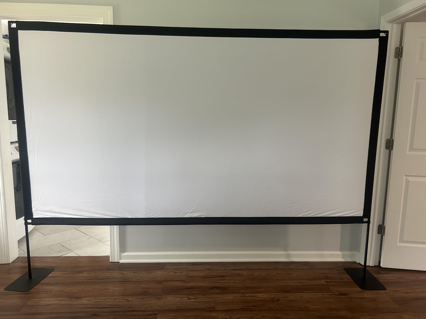 120inch Projector Screen with Stand: Portable Projector Screen Outdoor Indoor Front/Rear 16:9 4K HD with Carry Bag Sandbag - Movie Screen for Backyard Movie Night, Camping, Theater customer photo 2