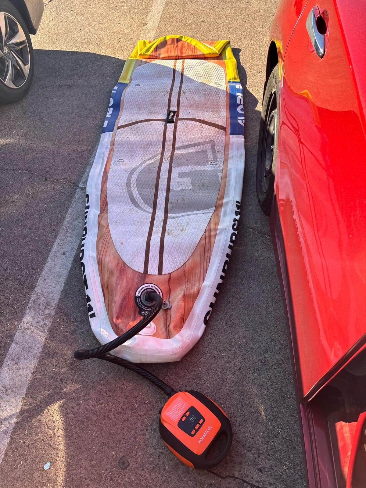 Paddle Board Pump Electric Portable, KOSMEGAL SUP Pump for Paddleboard, Professional 20PSI Air Compressor with Auto-Off, Deflation Function and 12V DC Car Connector for Inflatables, Kayaks and Boats customer photo 1