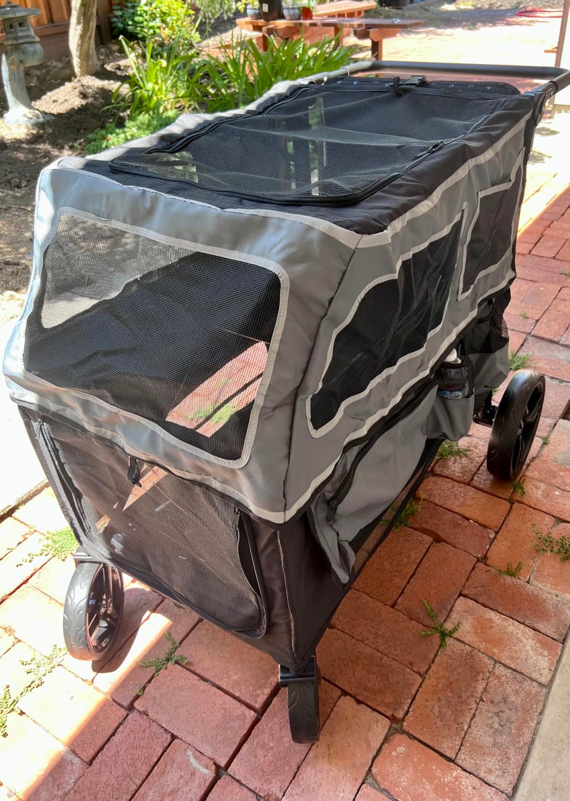Large Dog Stroller for Medium & Large Dogs up to 350 lbs, Foldable Pet Wagon | Rear Ramp for Senior Dogs, Adjustable Handle, Washable Pad, All Terrain Wheels, Breathable Mesh Doors & Multiple Storage Pockets customer photo 2