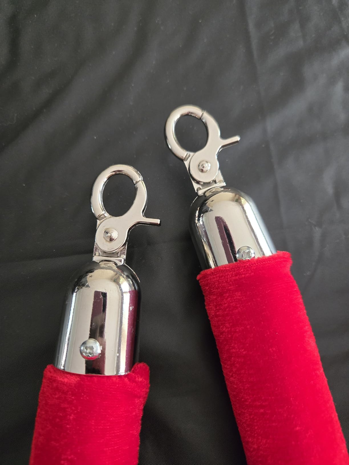 2 Pack Stanchions Post with Velvet Rope, Heavy Duty Metal Posts with Weighted Base, Crowd Control Barriers & Poles for Red Carpet, Movie Theater, Event, Party Supplies (Black) customer photo 2