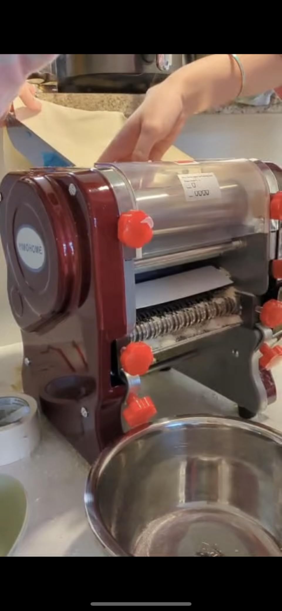 Commercial Pasta Maker Machine, Electric Noodle Maker & Dumpling Machine for Home Use, Stainless Steel Dual-Cutter No Disassembled - 3/9mm Width Noodle/Thickness Dough - Auto Noodle Sheeter customer photo 1